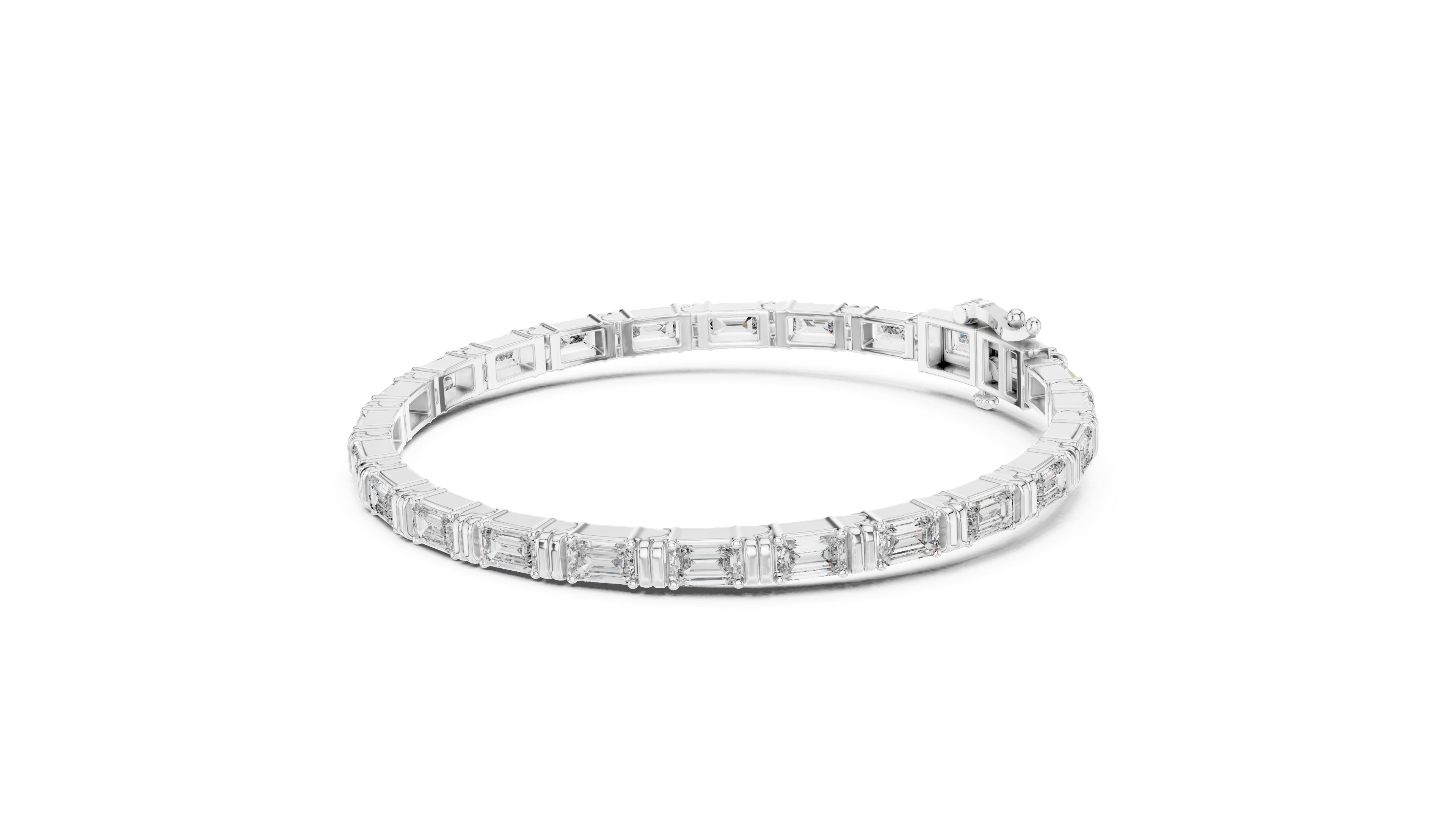 Emerald Solitaire Bangle in White Gold - VYKA Diamonds