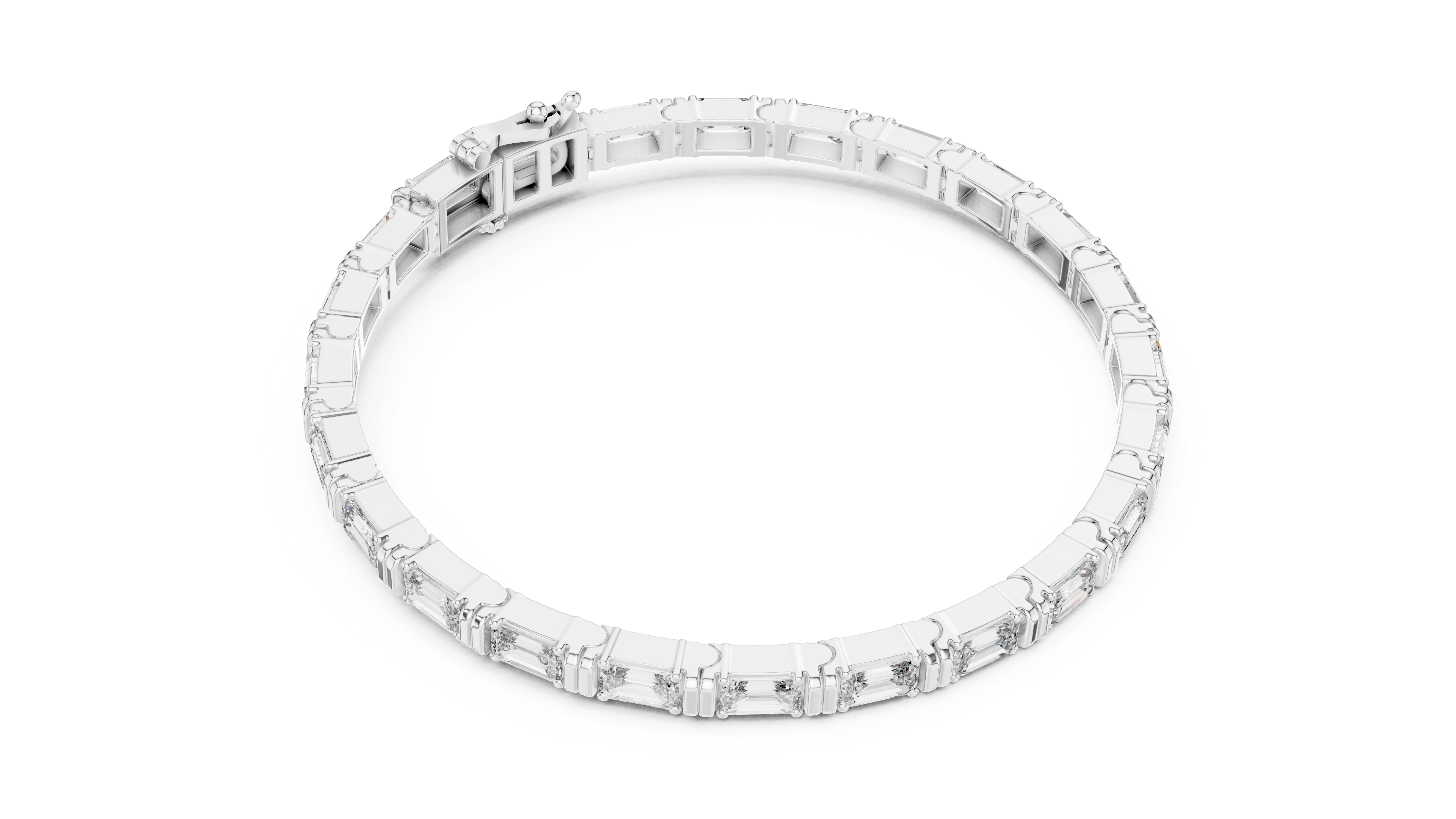 Emerald Solitaire Bangle in White Gold - VYKA Diamonds