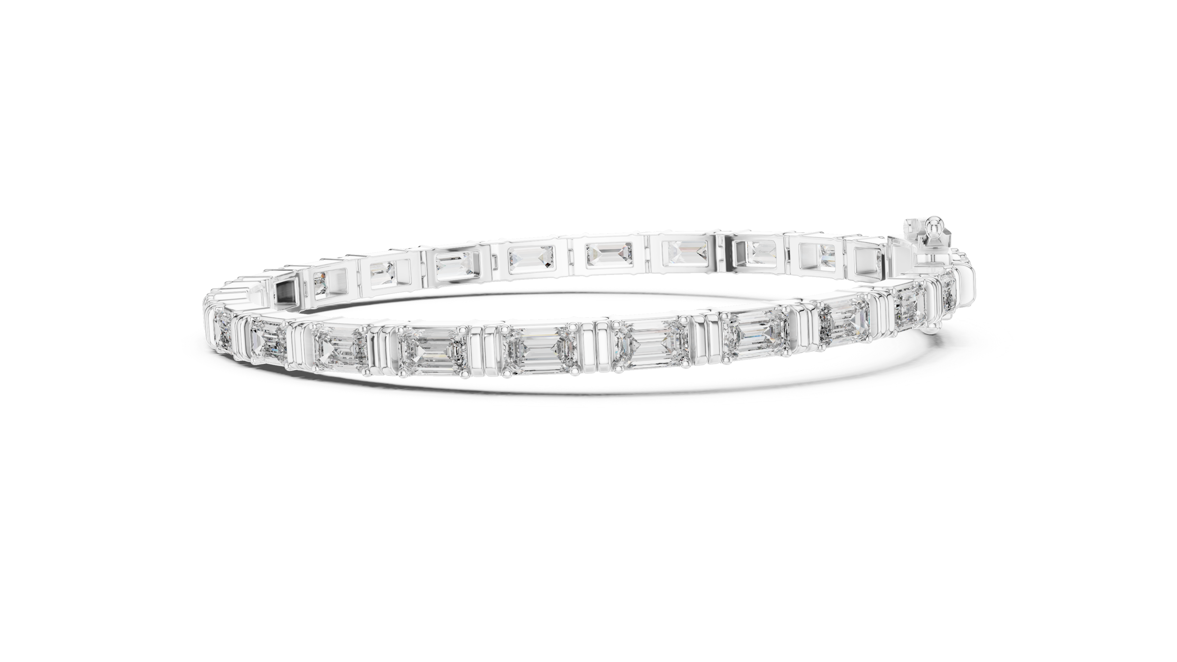 Emerald Solitaire Bangle in White Gold - VYKA Diamonds