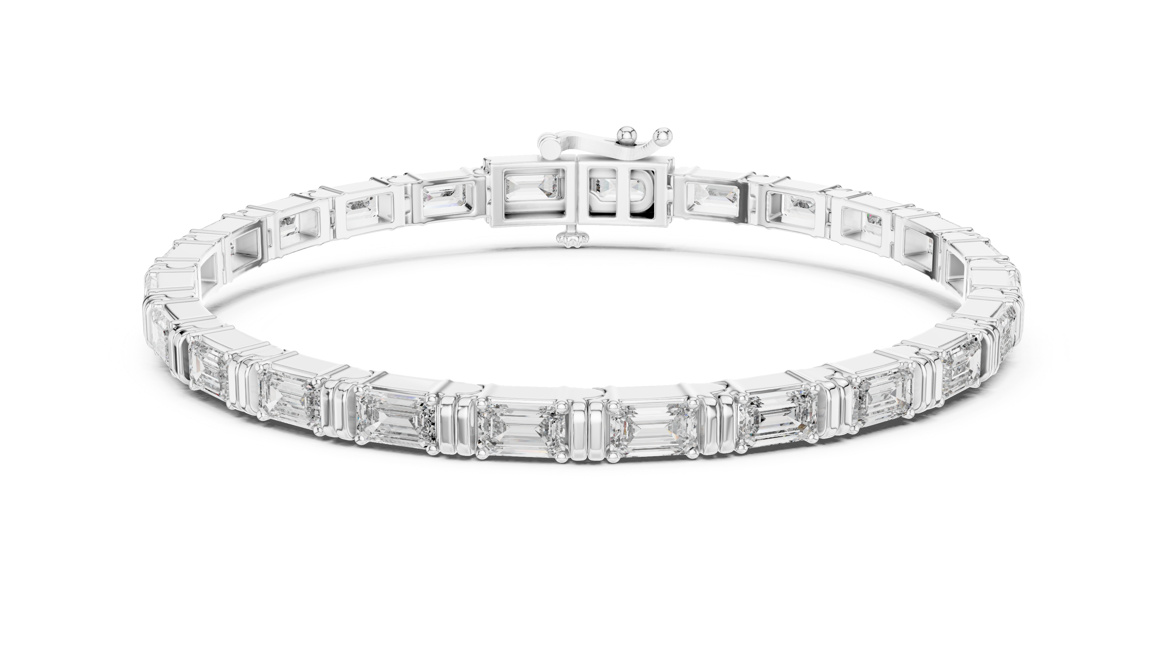 Emerald Solitaire Bangle in White Gold - VYKA Diamonds