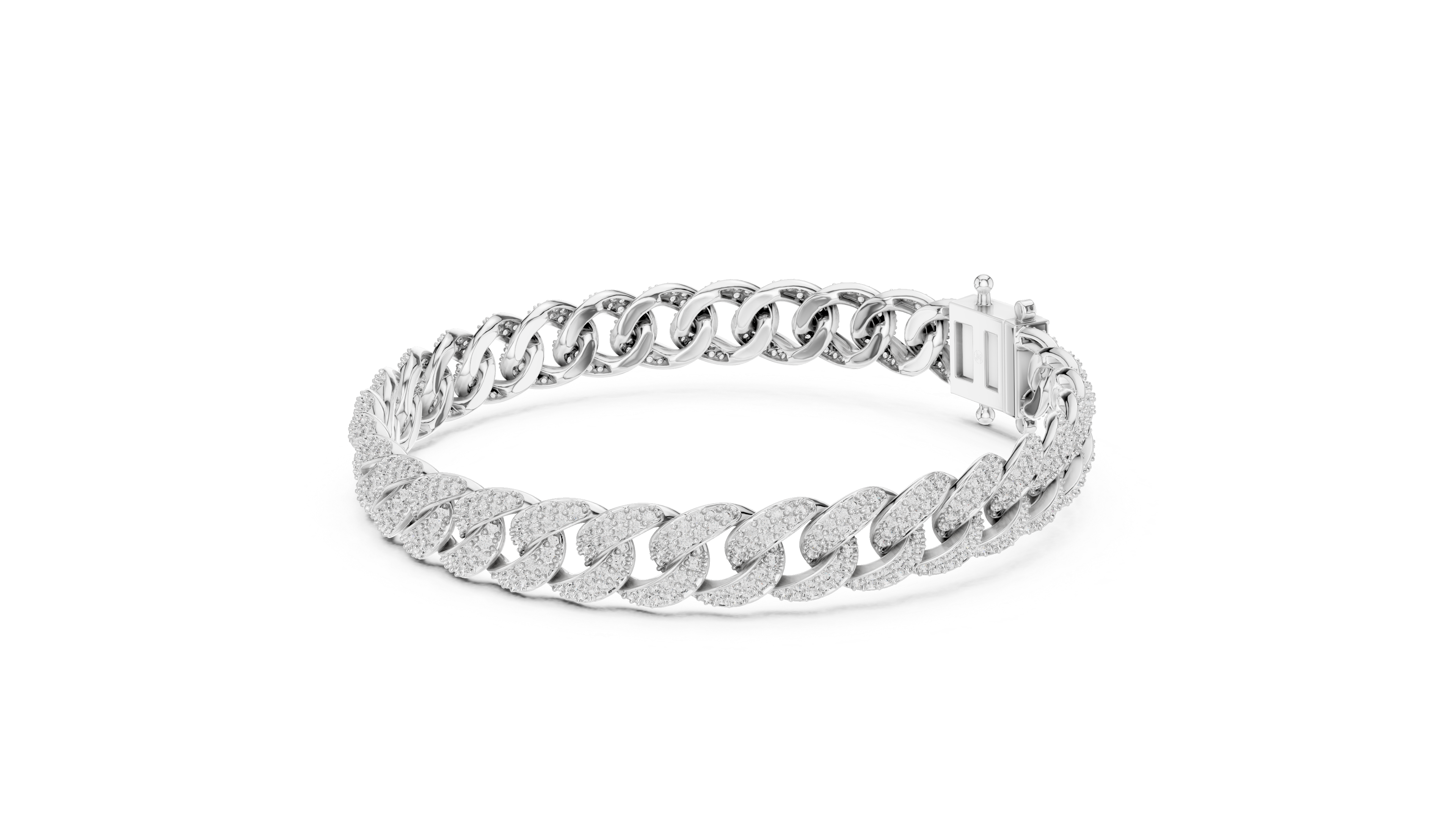 Full Pavé Diamond Bangle in White Gold - VYKA Diamonds