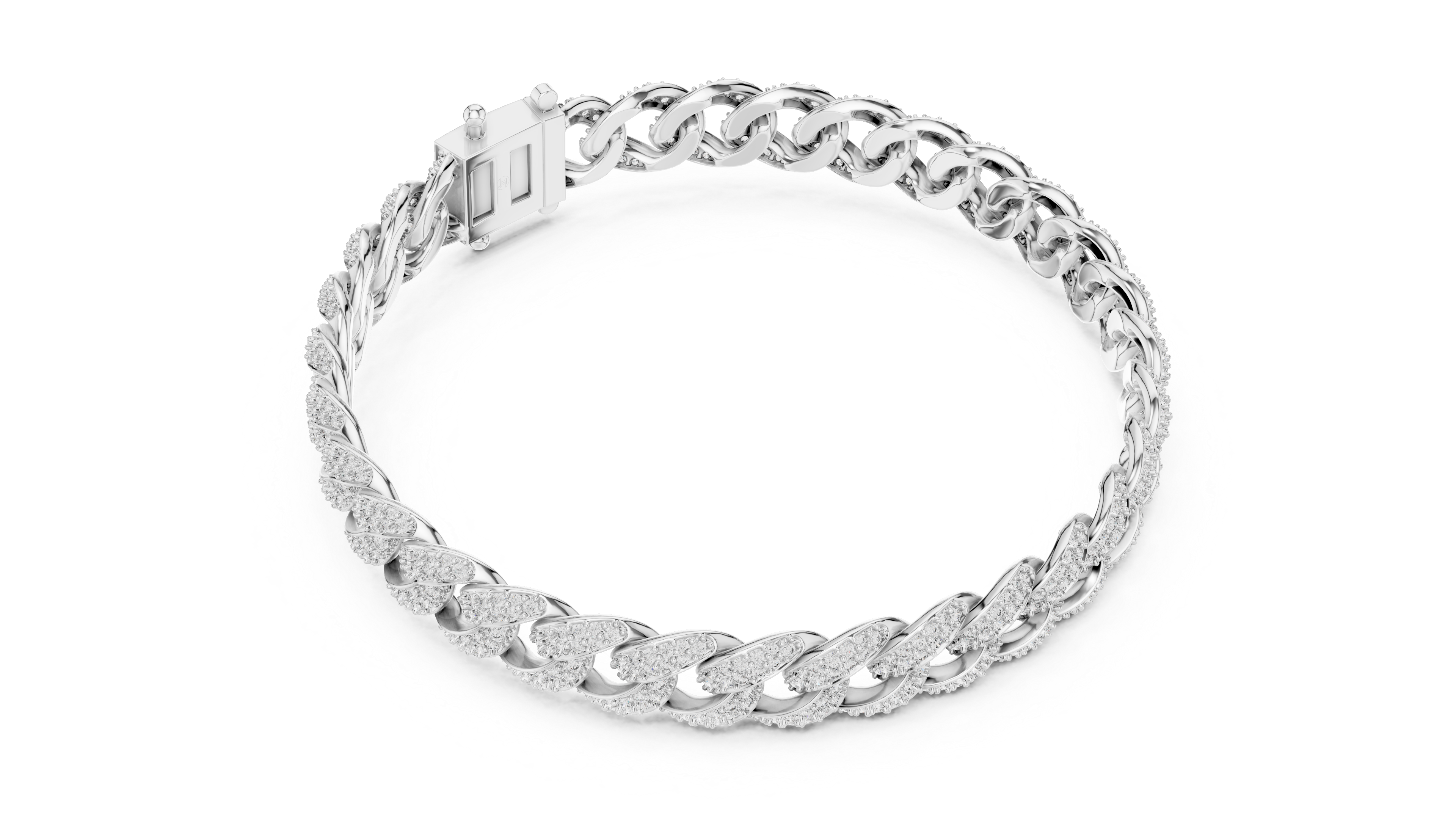 Full Pavé Diamond Bangle in White Gold - VYKA Diamonds