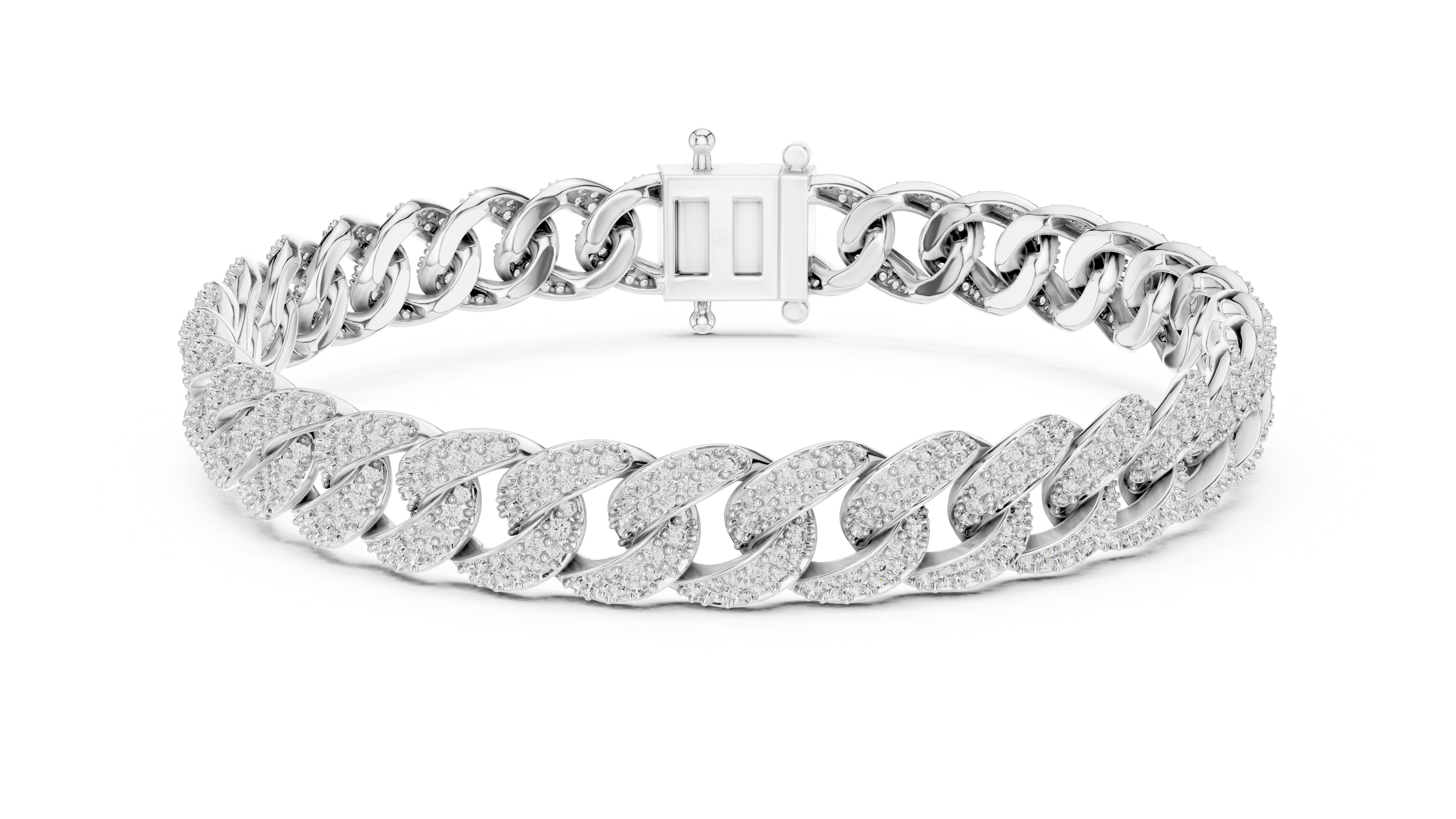 Full Pavé Diamond Bangle in White Gold - VYKA Diamonds