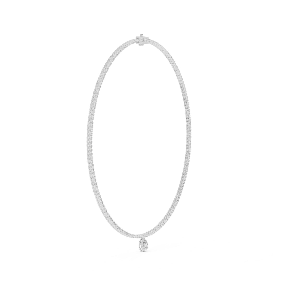 Round Tennis Necklace with Pear Halo Drop