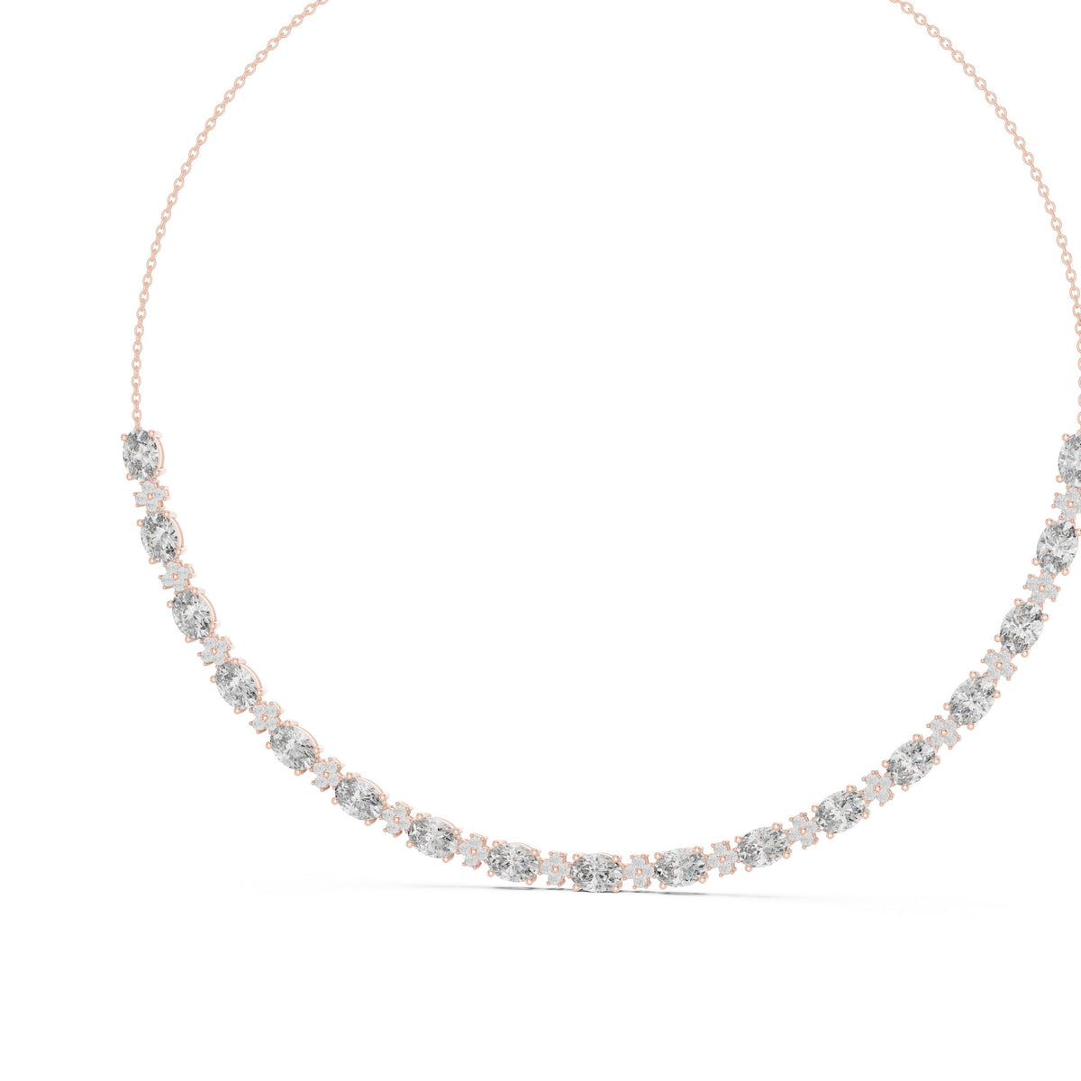 Graduated Oval and Round Diamond Half-Tennis Necklace