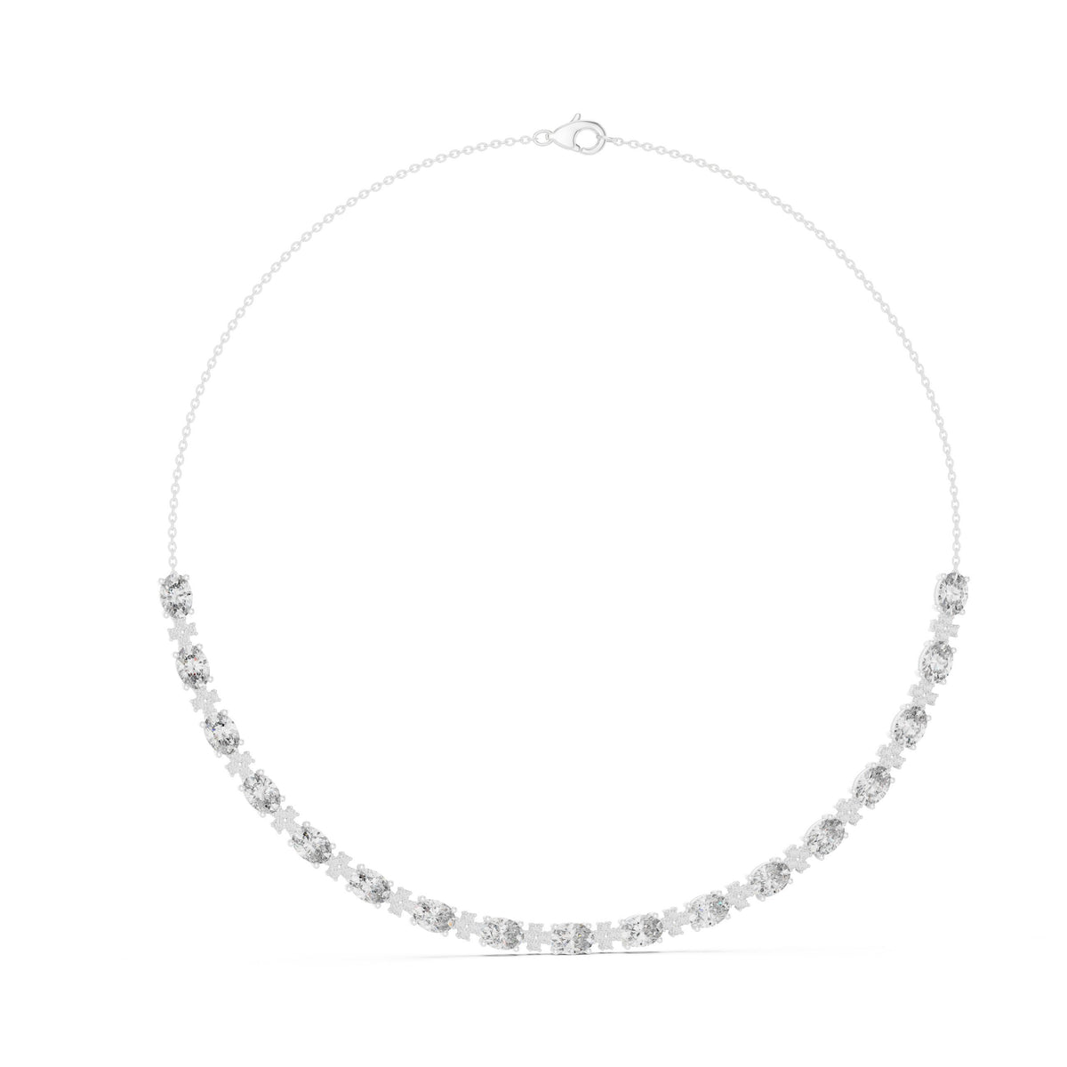 Graduated Oval and Round Diamond Half-Tennis Necklace
