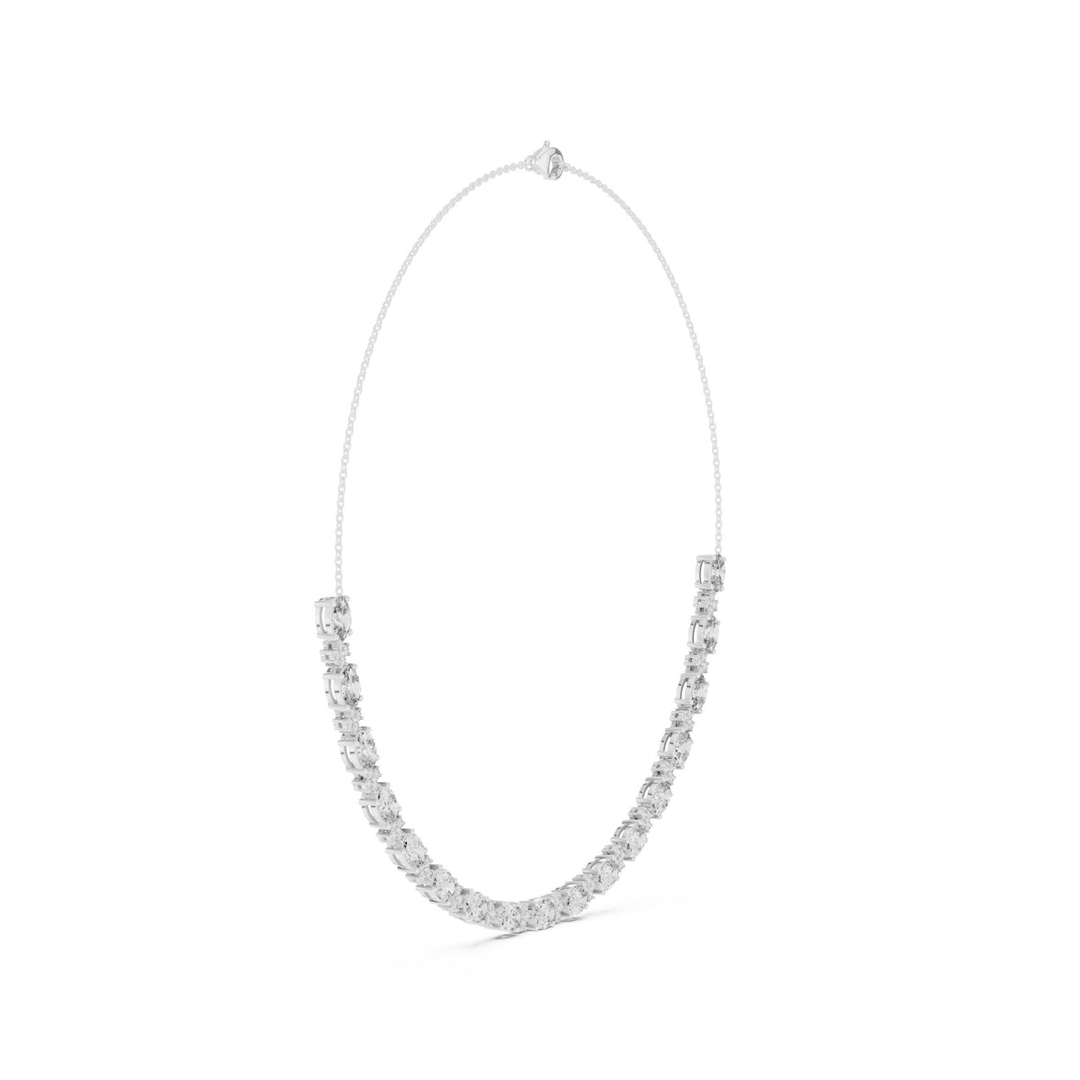 Graduated Oval and Round Diamond Half-Tennis Necklace