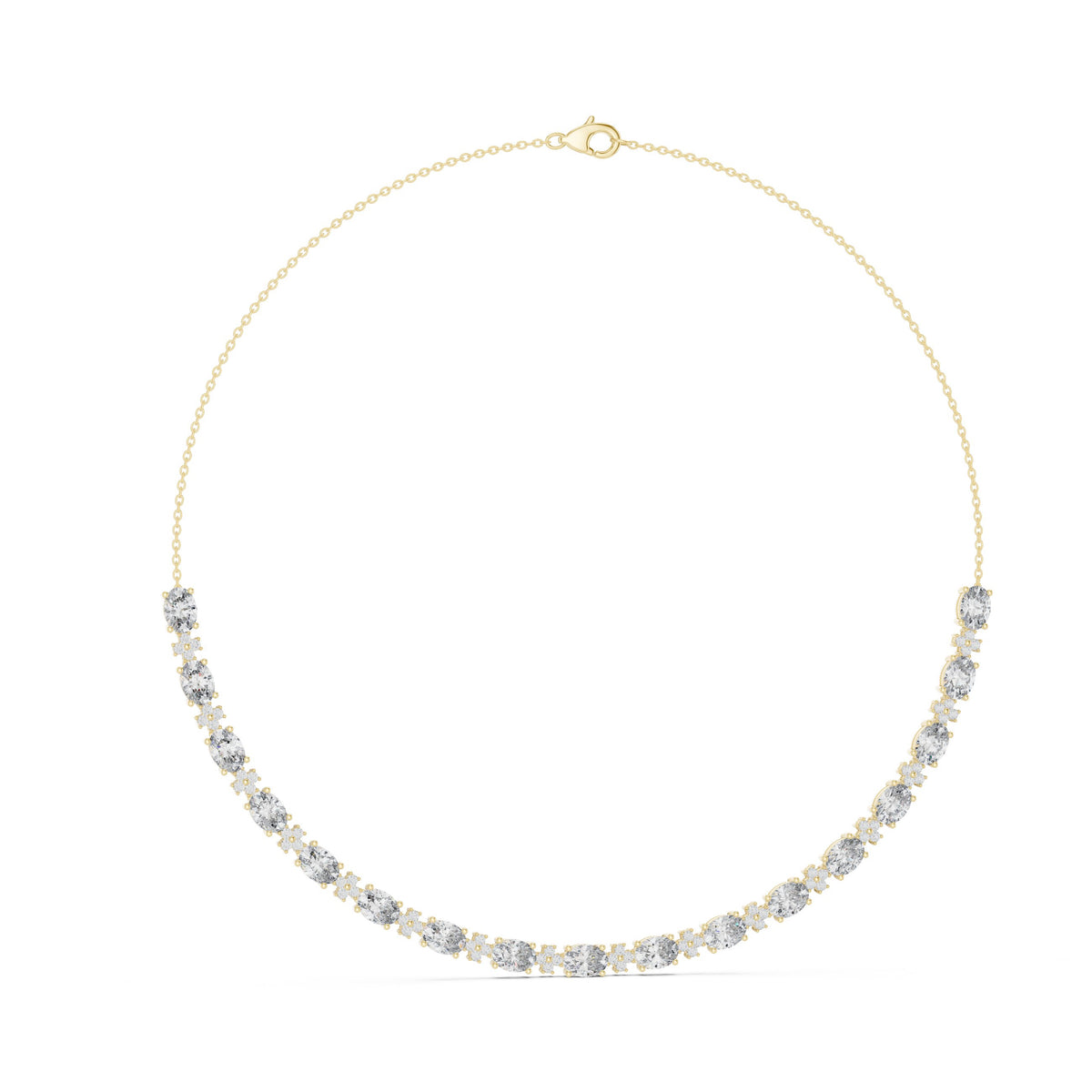 Graduated Oval and Round Diamond Half-Tennis Necklace