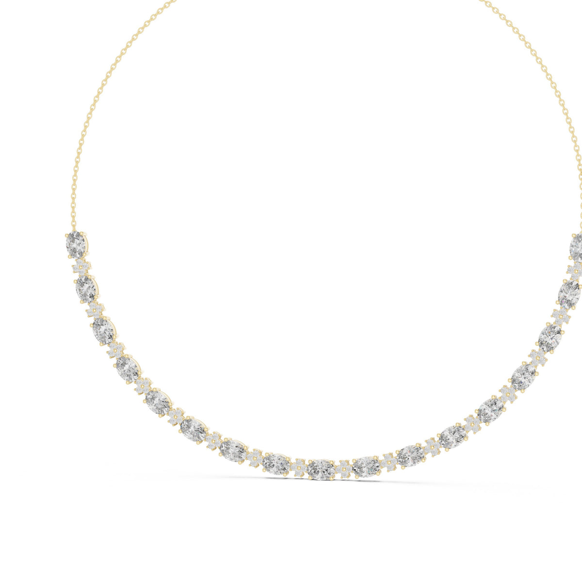 Graduated Oval and Round Diamond Half-Tennis Necklace