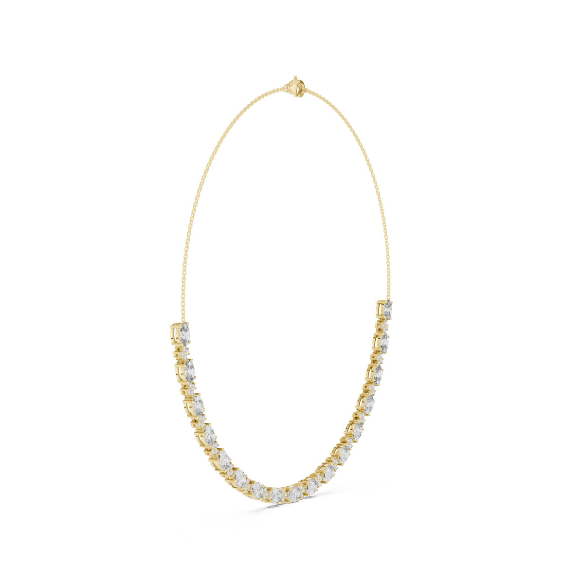 Graduated Oval and Round Diamond Half-Tennis Necklace