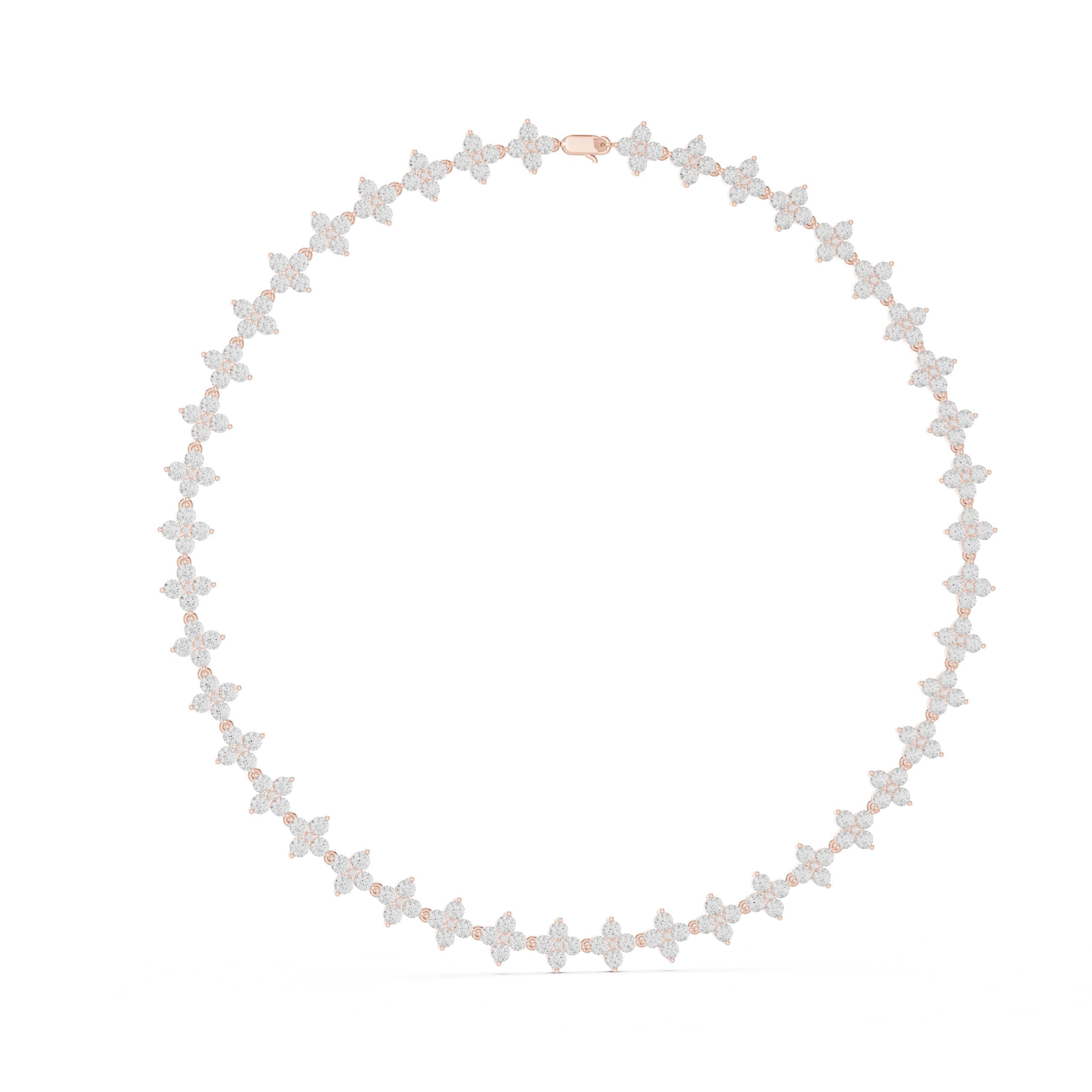 Marquise Floral Cluster Collar Necklace in Rose Gold - VYKA Diamonds