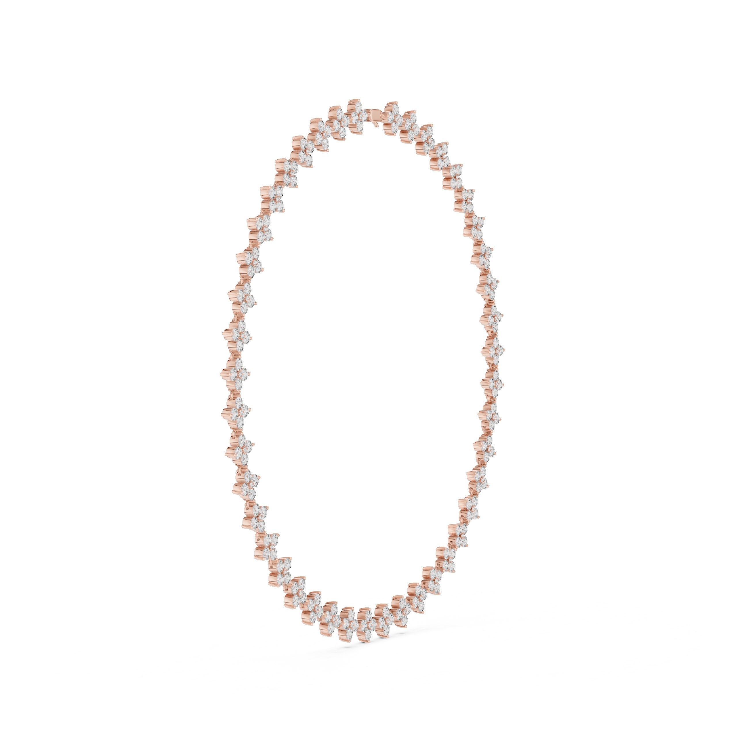Marquise Floral Cluster Collar Necklace in Rose Gold - VYKA Diamonds