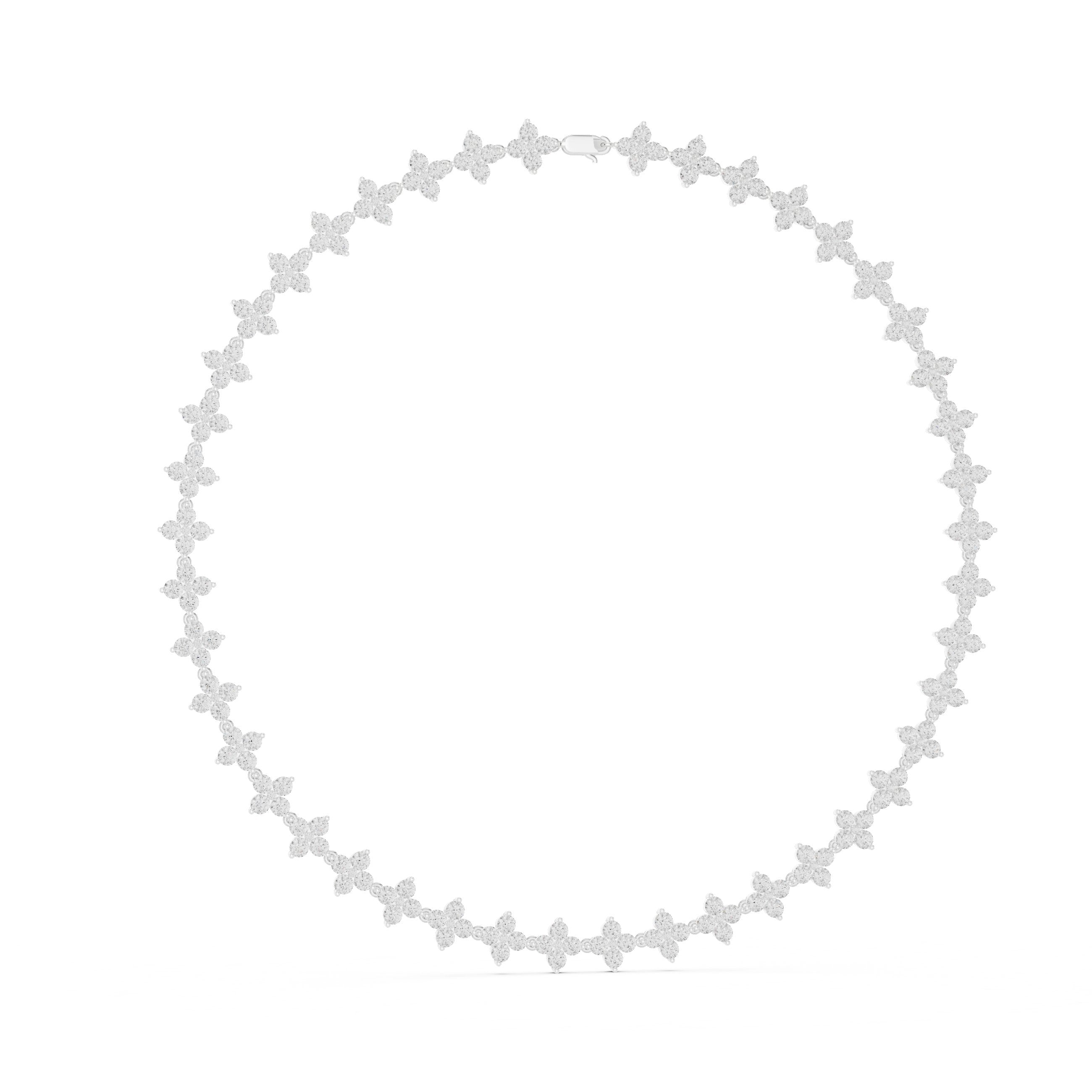 Marquise Floral Cluster Collar Necklace in White Gold - VYKA Diamonds