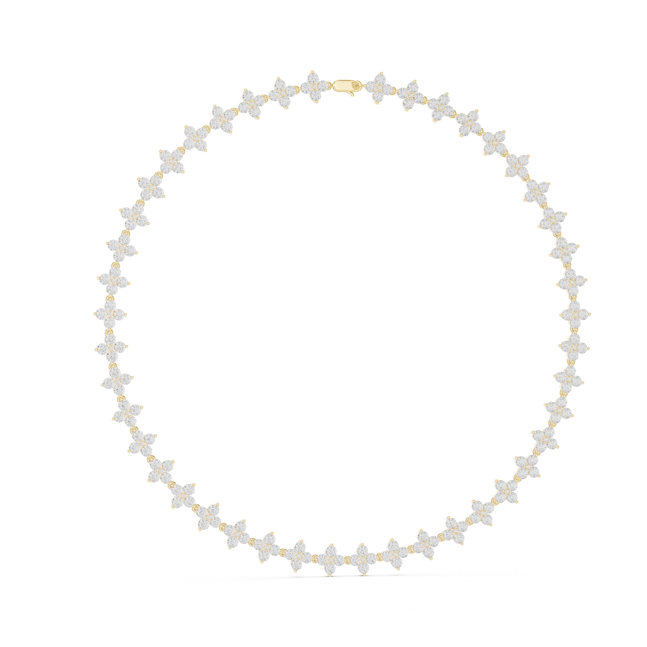 Marquise Floral Cluster Collar Necklace in Yellow Gold - VYKA Diamonds
