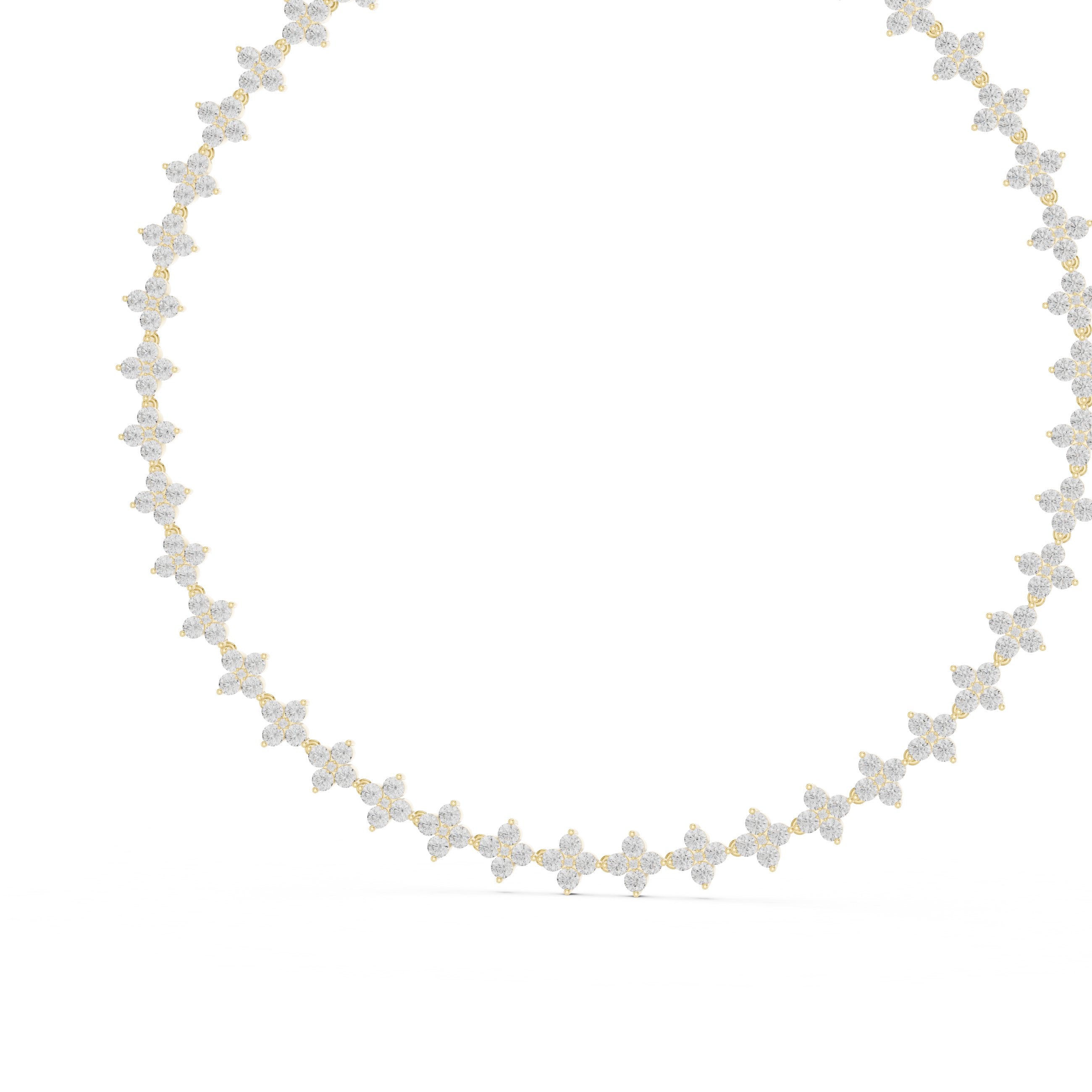 Marquise Floral Cluster Collar Necklace in Yellow Gold - VYKA Diamonds
