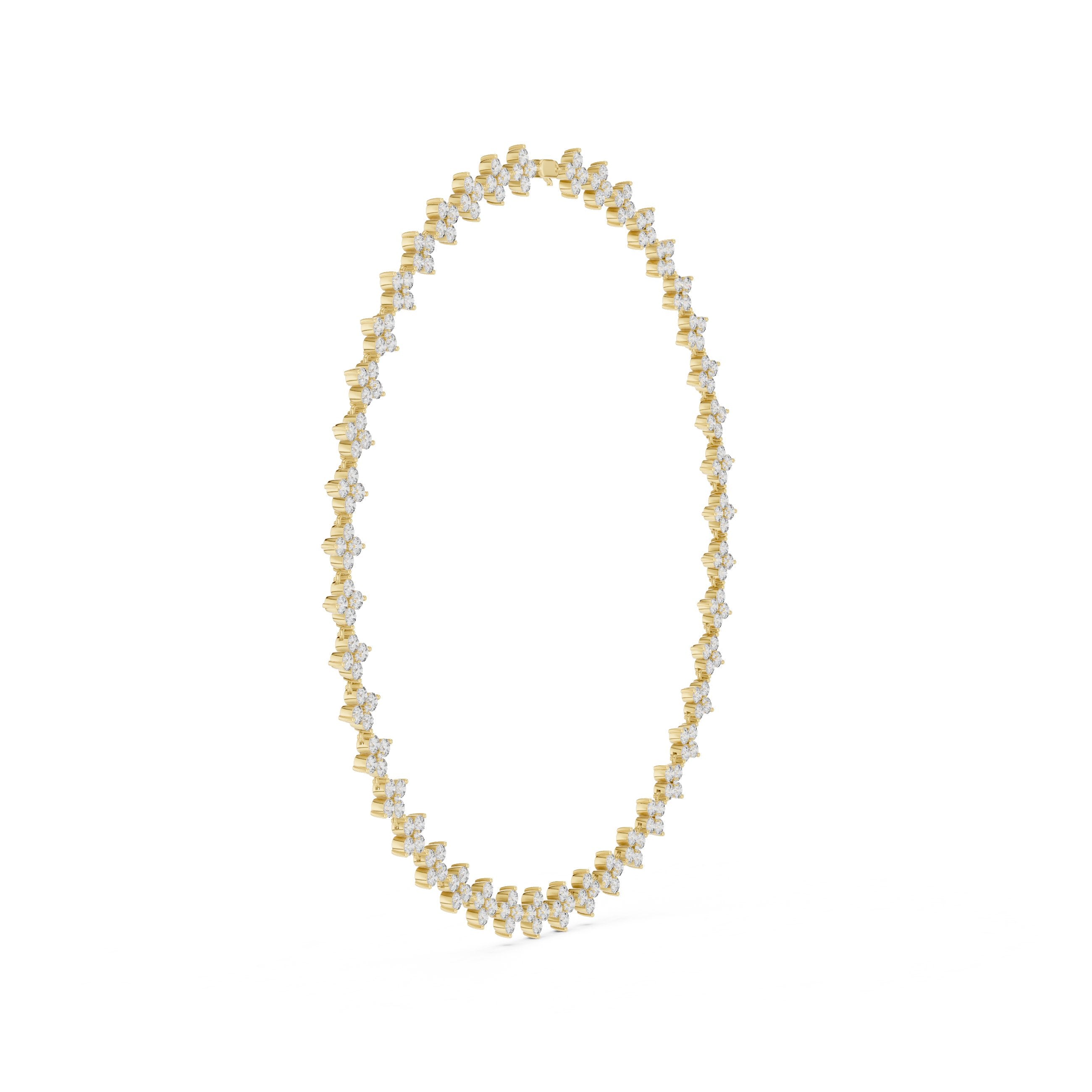 Marquise Floral Cluster Collar Necklace in Yellow Gold - VYKA Diamonds