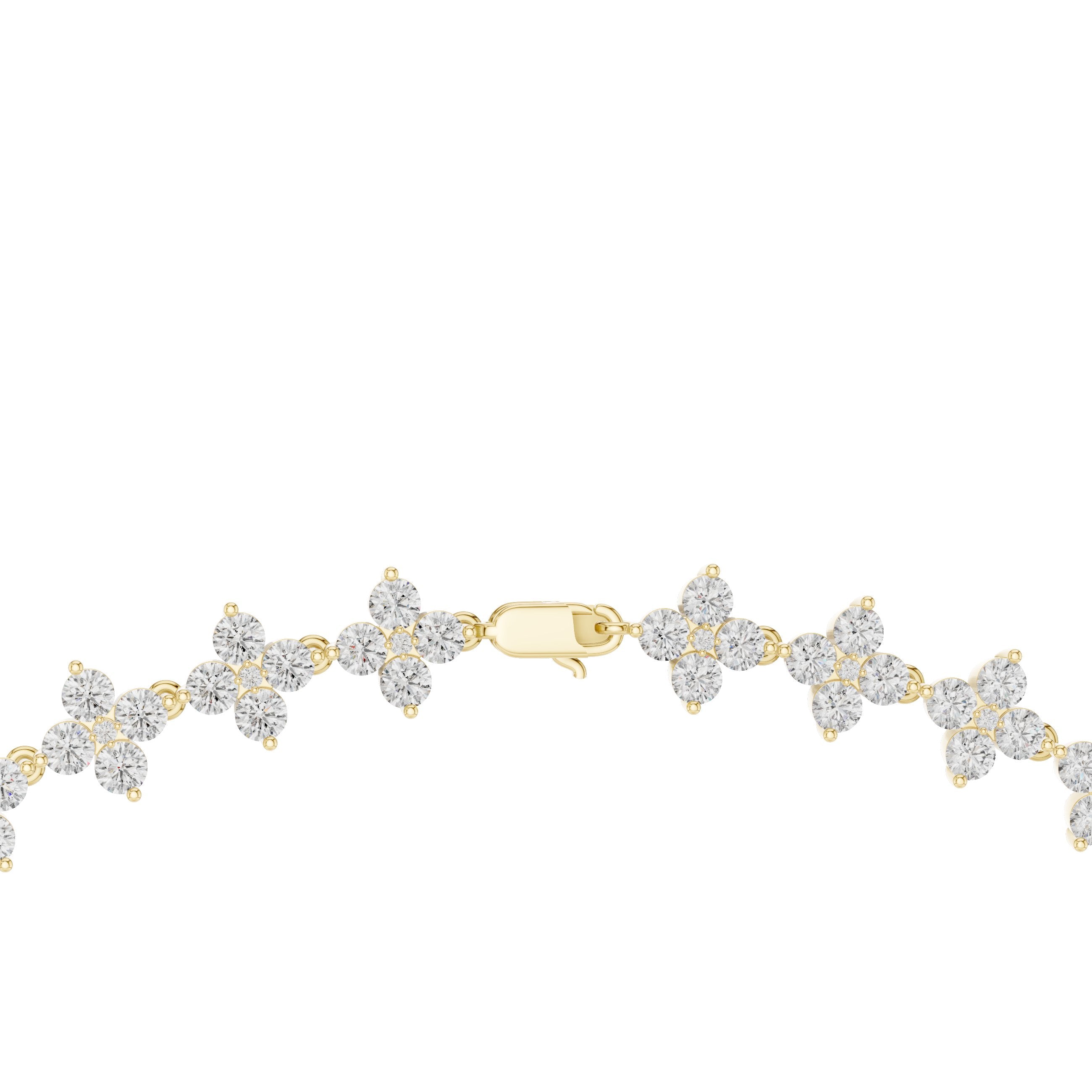Marquise Floral Cluster Collar Necklace in Yellow Gold - VYKA Diamonds