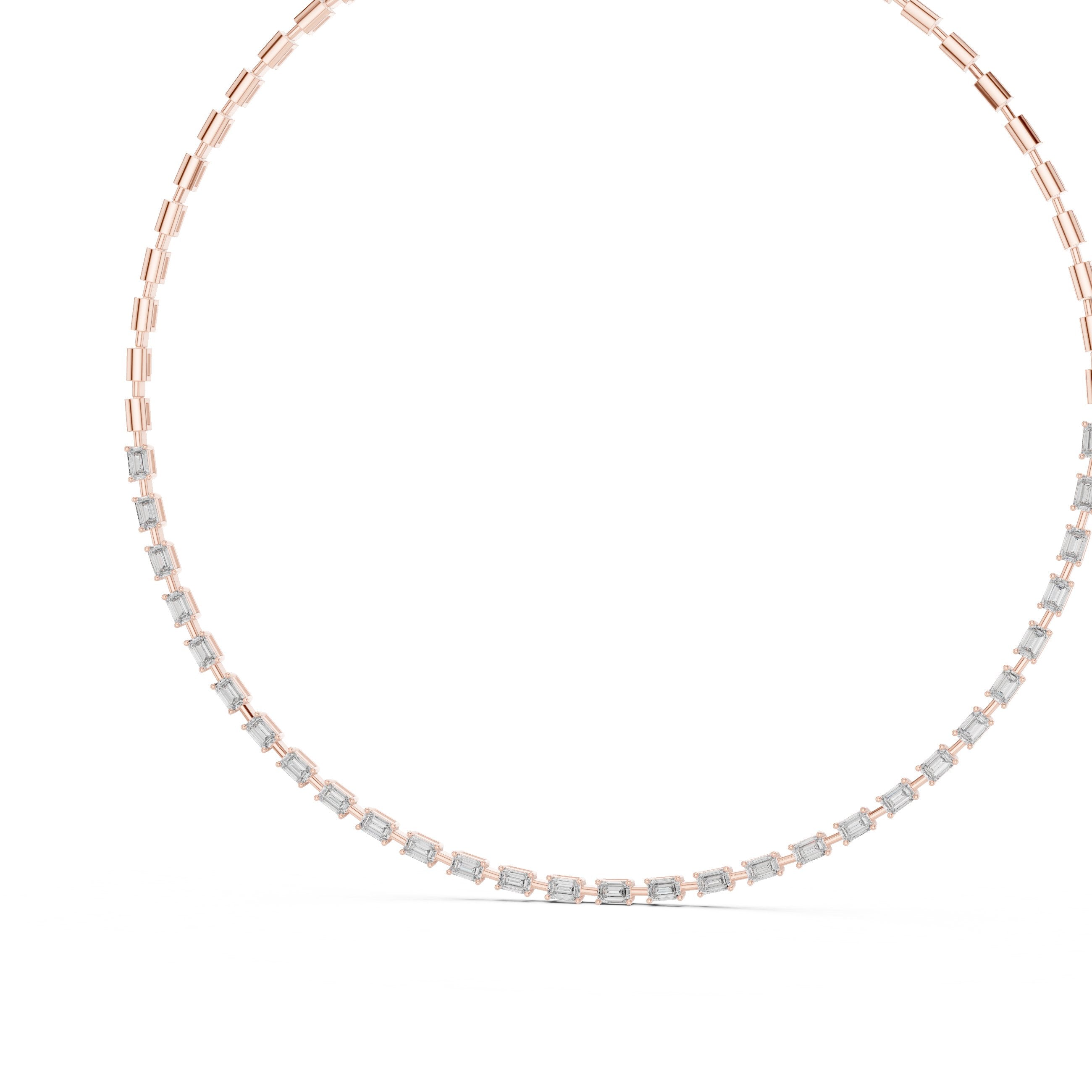 تعليقة تنس سلسلة باغيت بار in Rose Gold - VYKA Diamonds