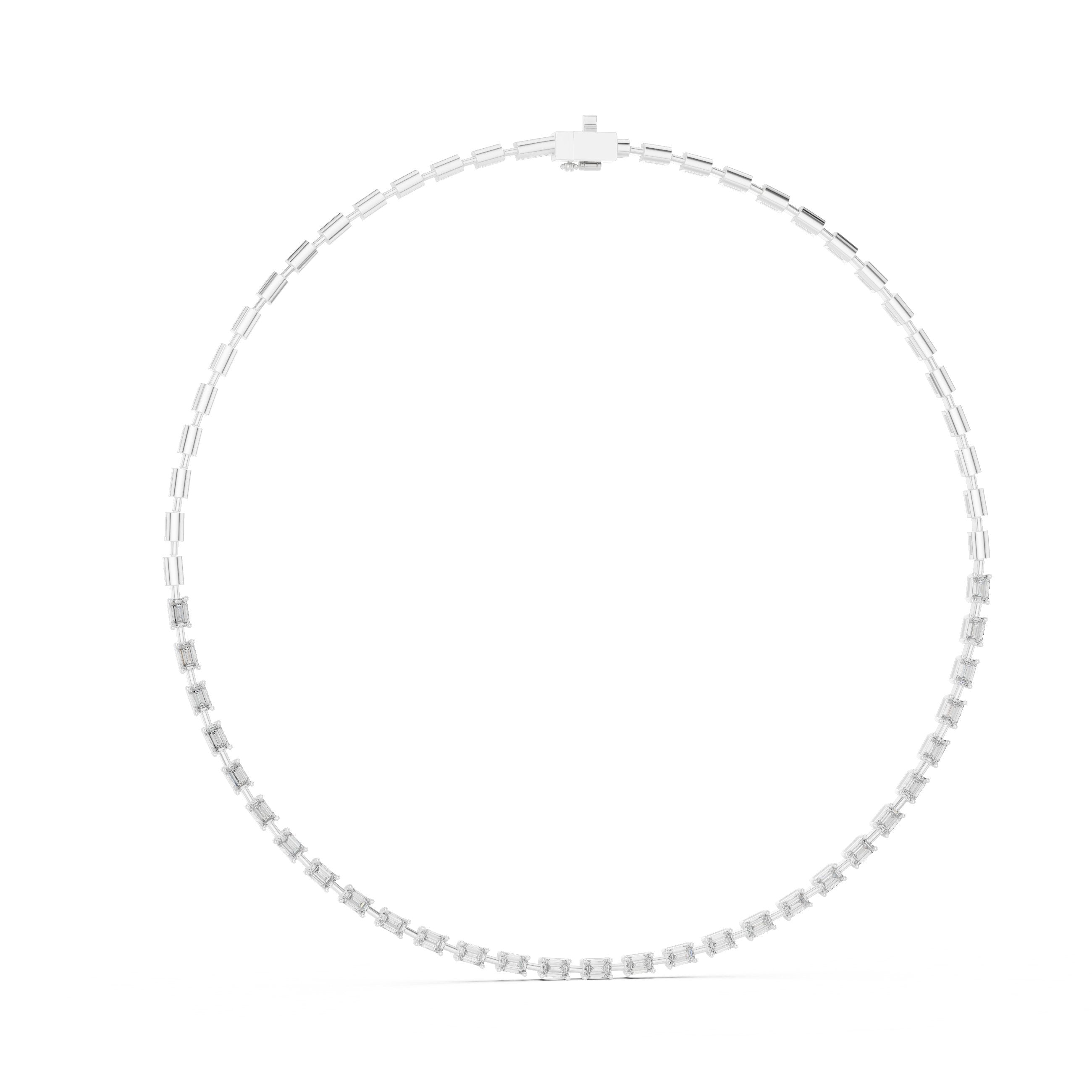 تعليقة تنس سلسلة باغيت بار in White Gold - VYKA Diamonds