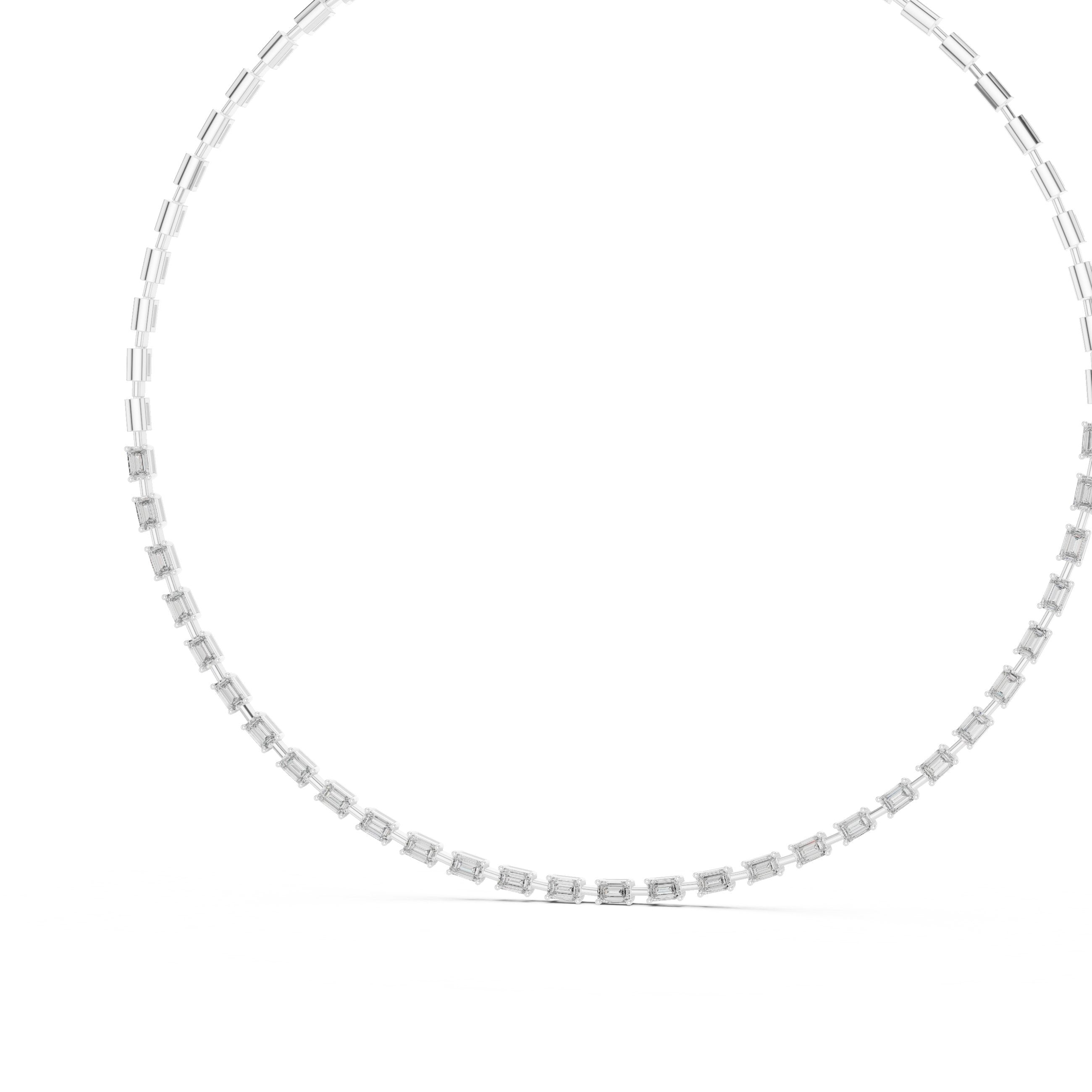 تعليقة تنس سلسلة باغيت بار in White Gold - VYKA Diamonds
