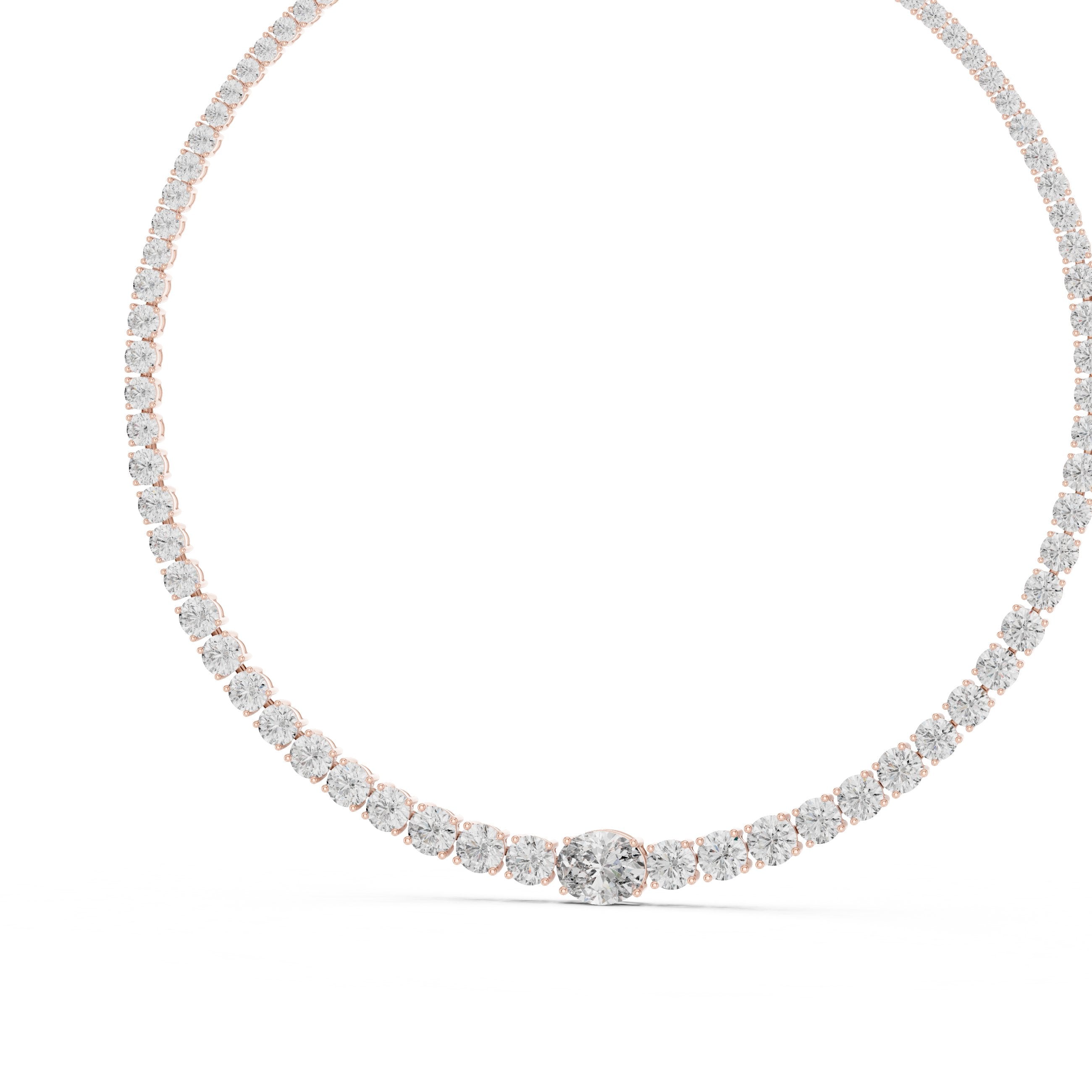 Graduated Solitaire Centre Tennis Necklace in Rose Gold - VYKA Diamonds
