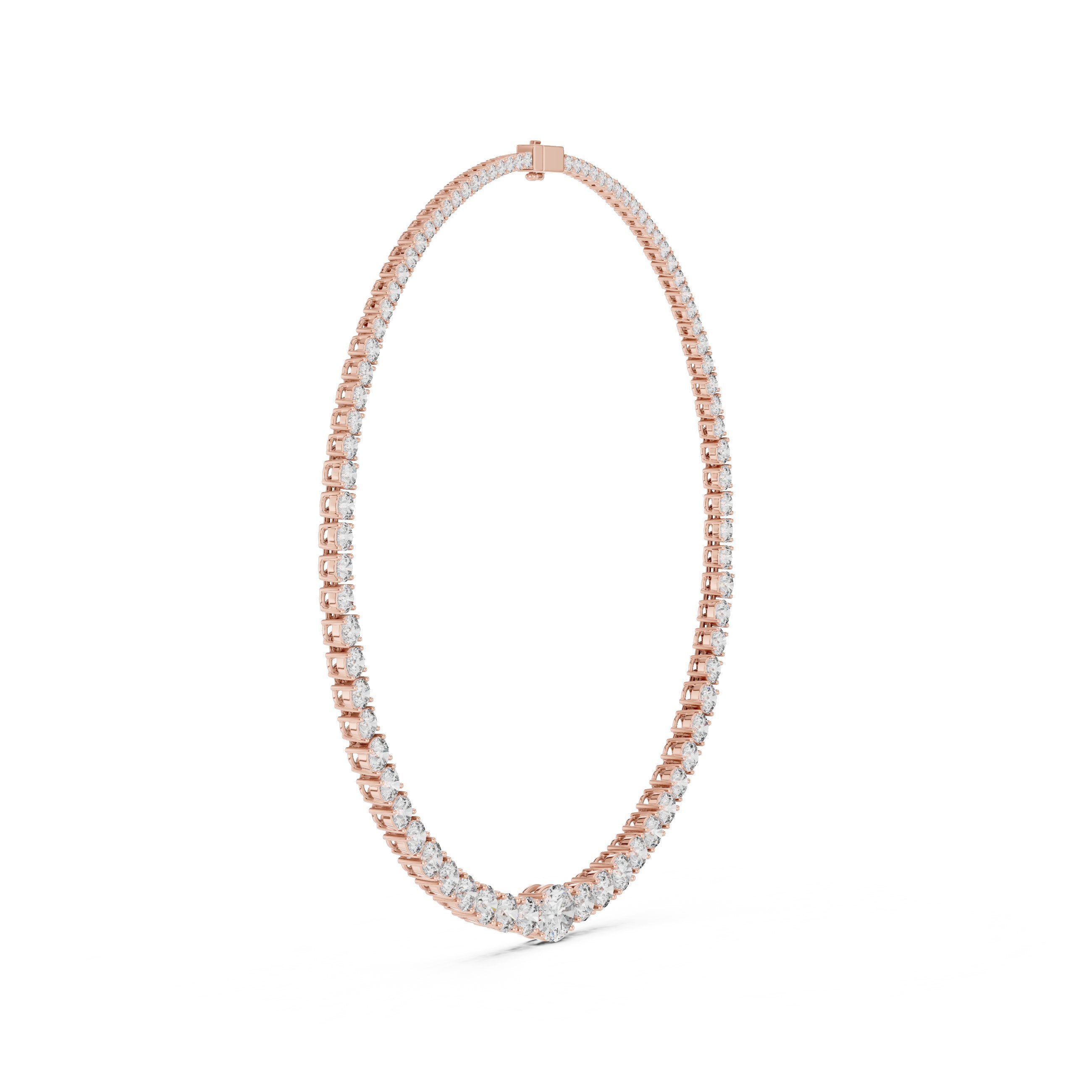 Graduated Solitaire Centre Tennis Necklace in Rose Gold - VYKA Diamonds
