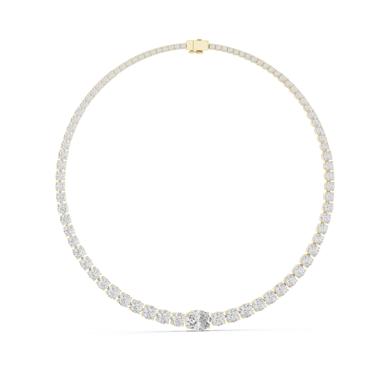 Graduated Solitaire Centre Tennis Necklace