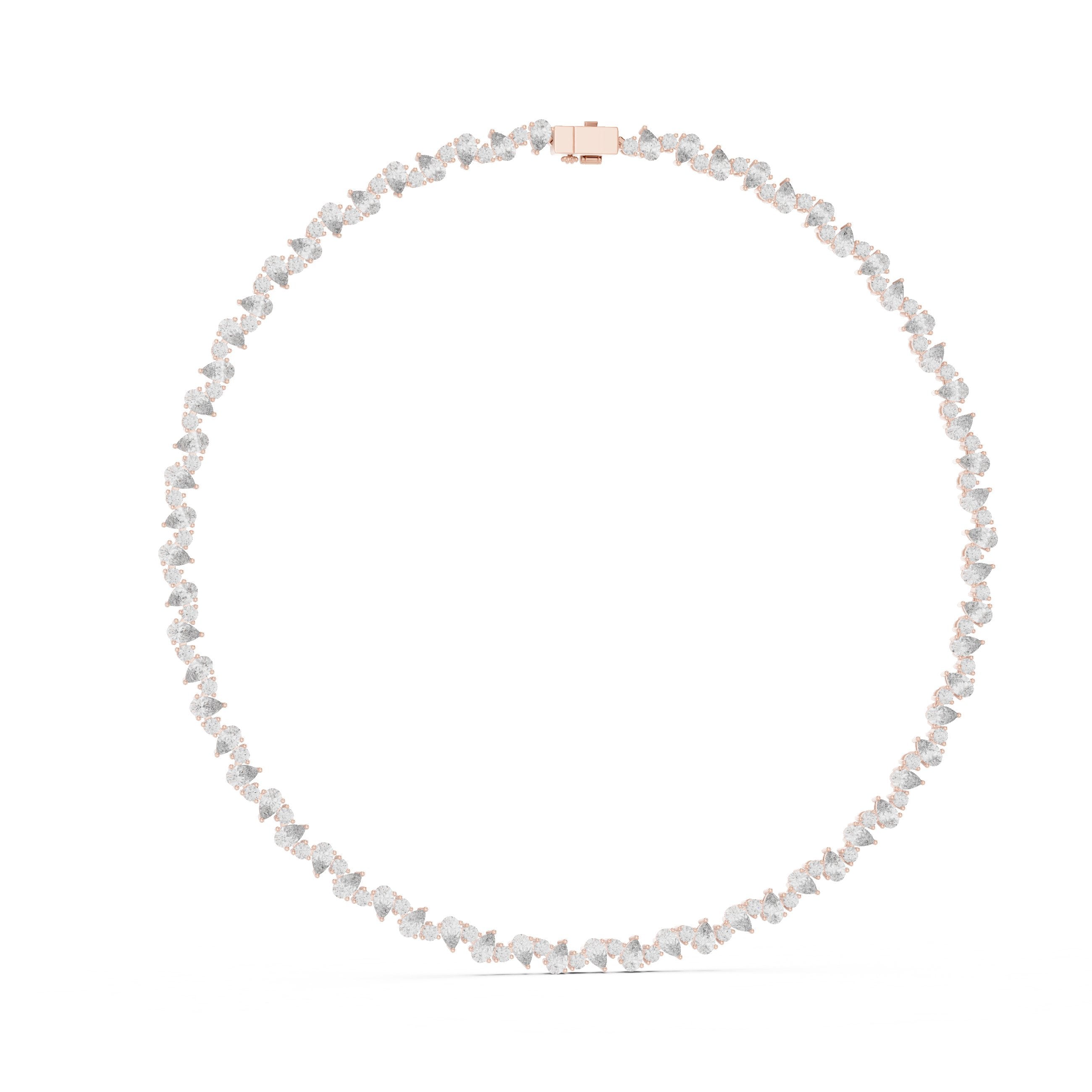 Scattered Pear Cluster Riviere Necklace in Rose Gold - VYKA Diamonds