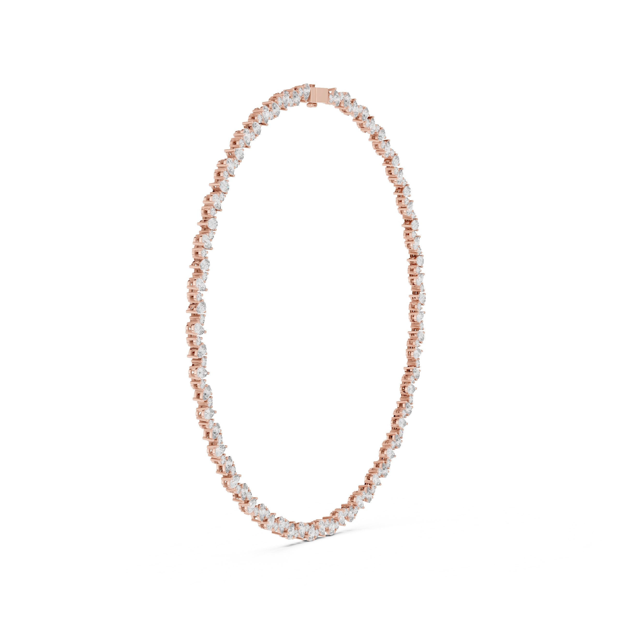 Scattered Pear Cluster Riviere Necklace in Rose Gold - VYKA Diamonds