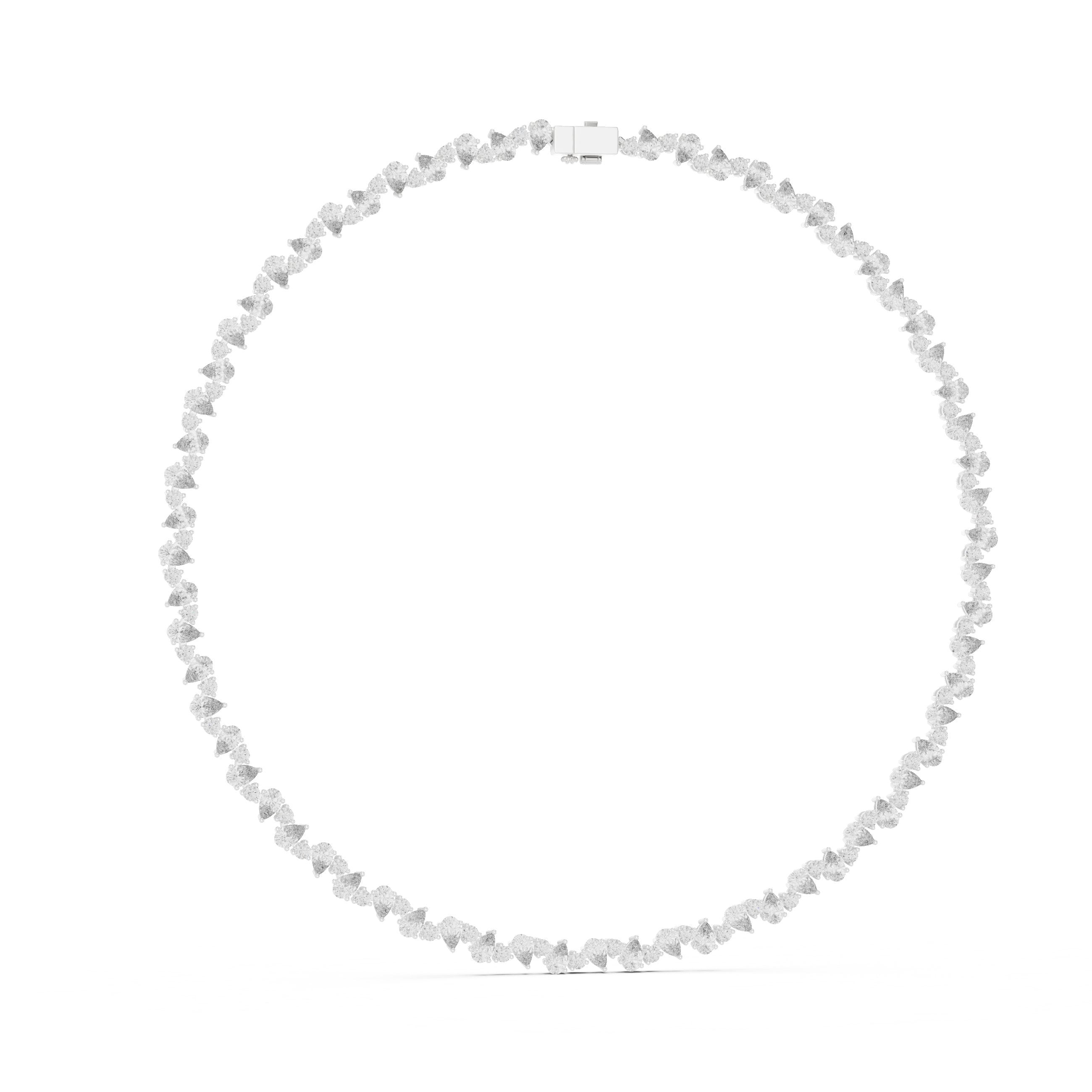 Scattered Pear Cluster Riviere Necklace in White Gold - VYKA Diamonds