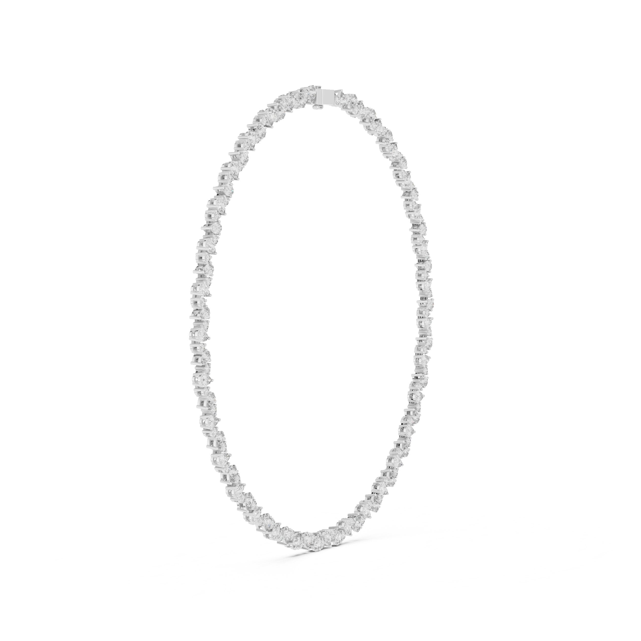 Scattered Pear Cluster Riviere Necklace in White Gold - VYKA Diamonds