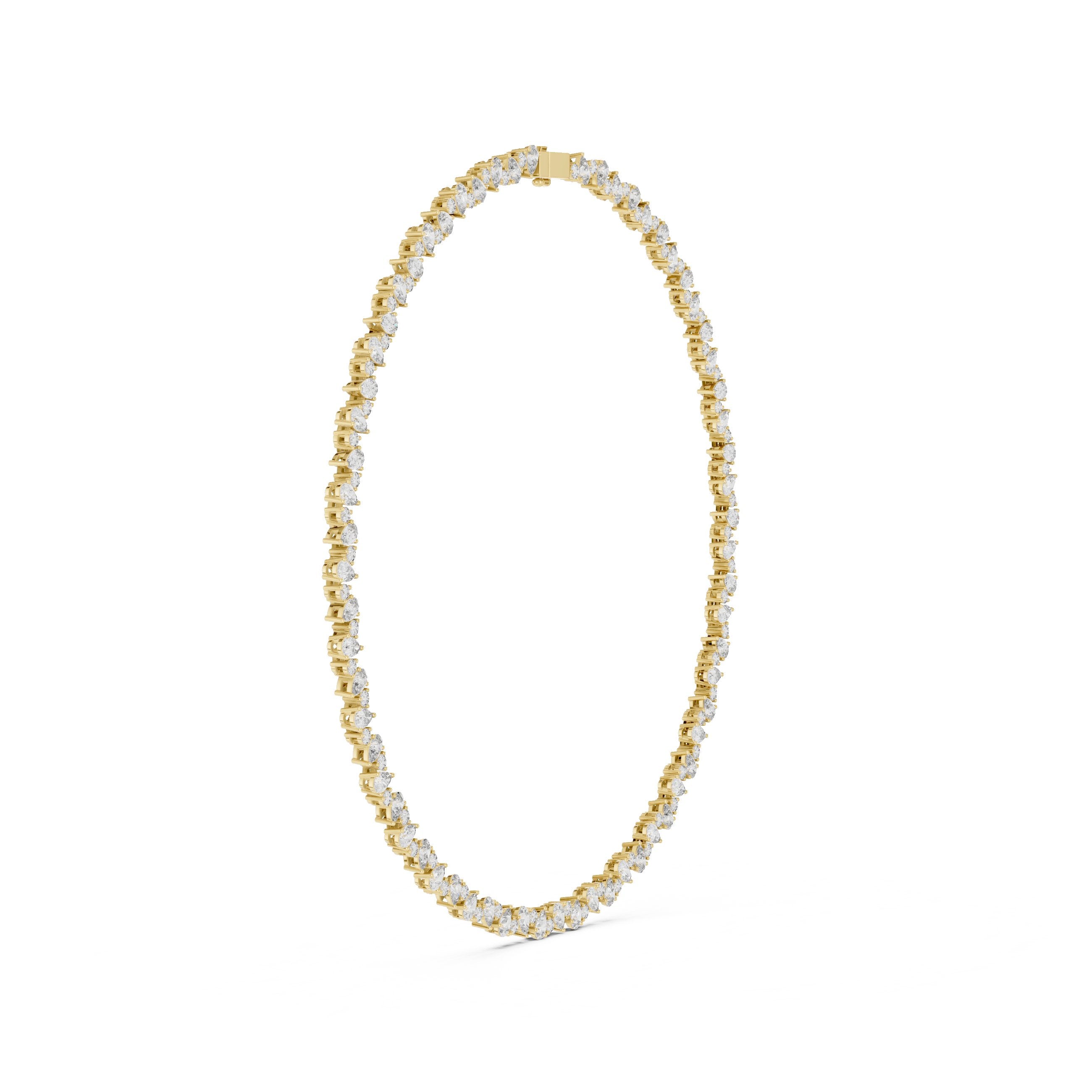 Scattered Pear Cluster Riviere Necklace in Yellow Gold - VYKA Diamonds