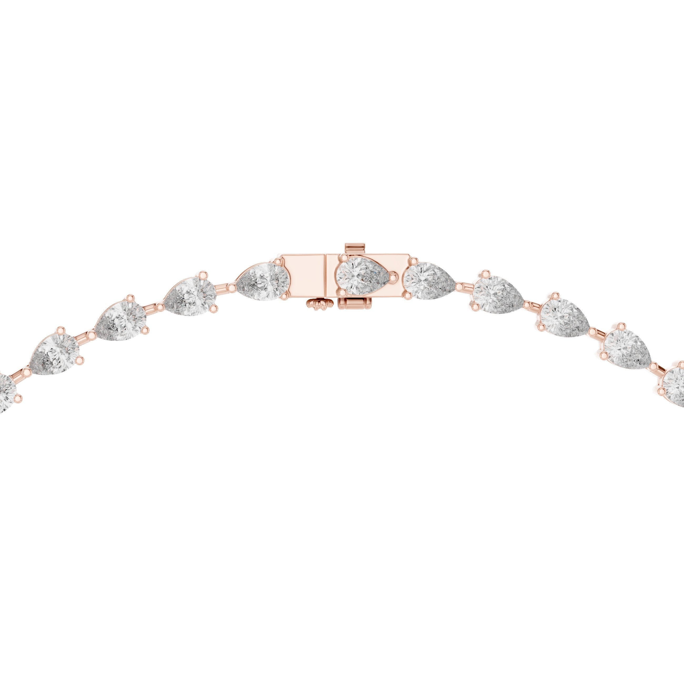 Oval and Baguette Alternating Tennis Necklace in Rose Gold - VYKA Diamonds