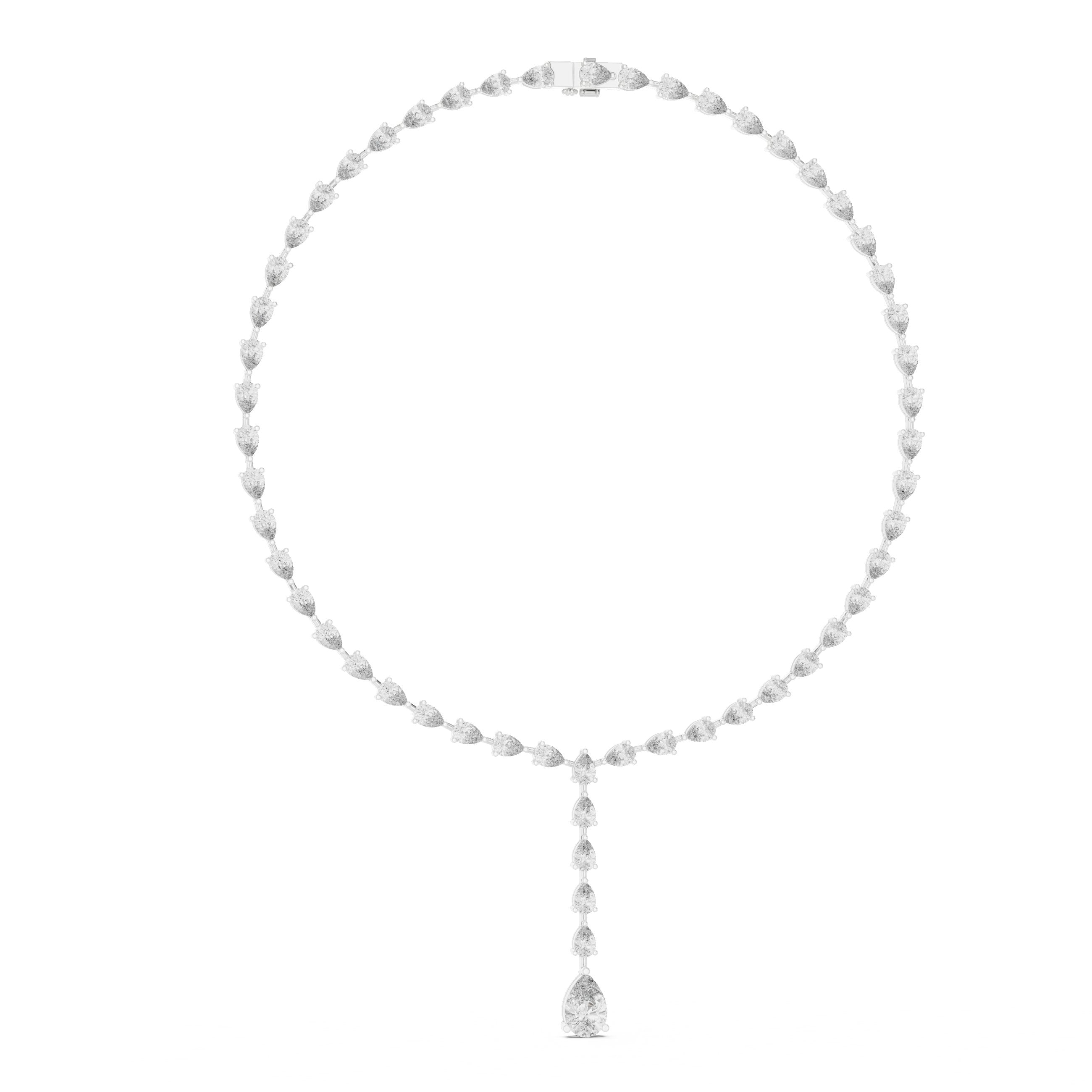 Oval and Baguette Alternating Tennis Necklace in White Gold - VYKA Diamonds