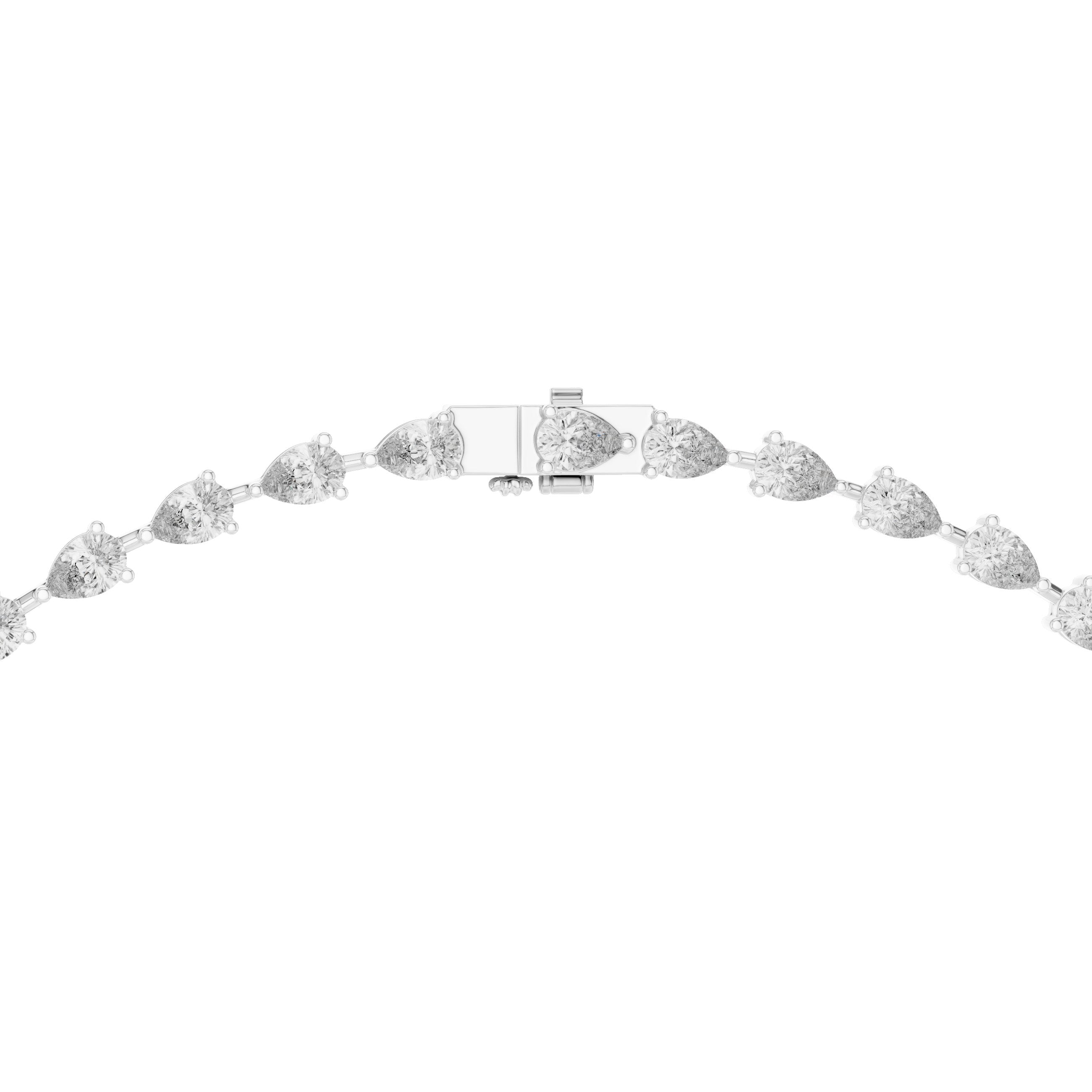Oval and Baguette Alternating Tennis Necklace in White Gold - VYKA Diamonds