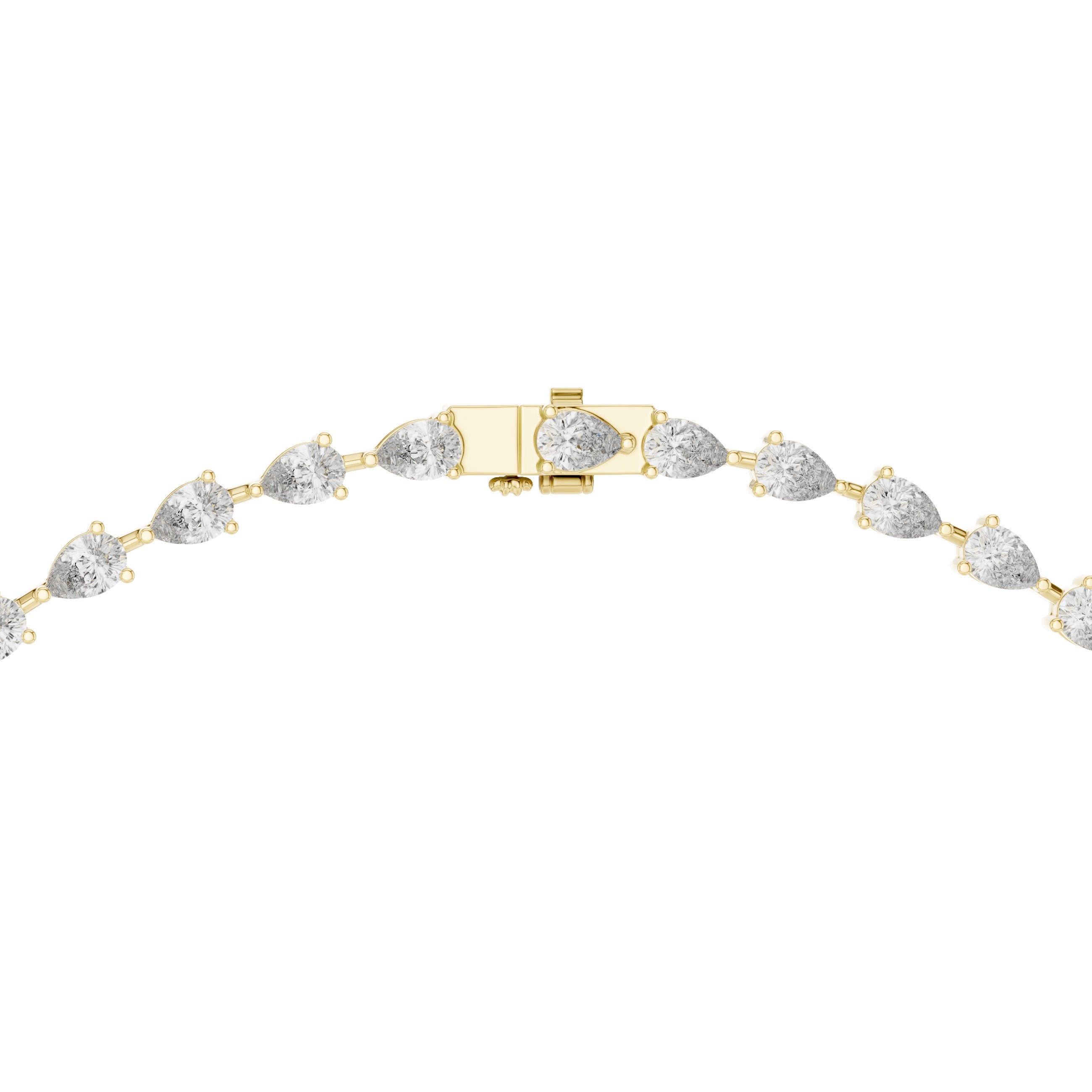 Oval and Baguette Alternating Tennis Necklace in Yellow Gold - VYKA Diamonds