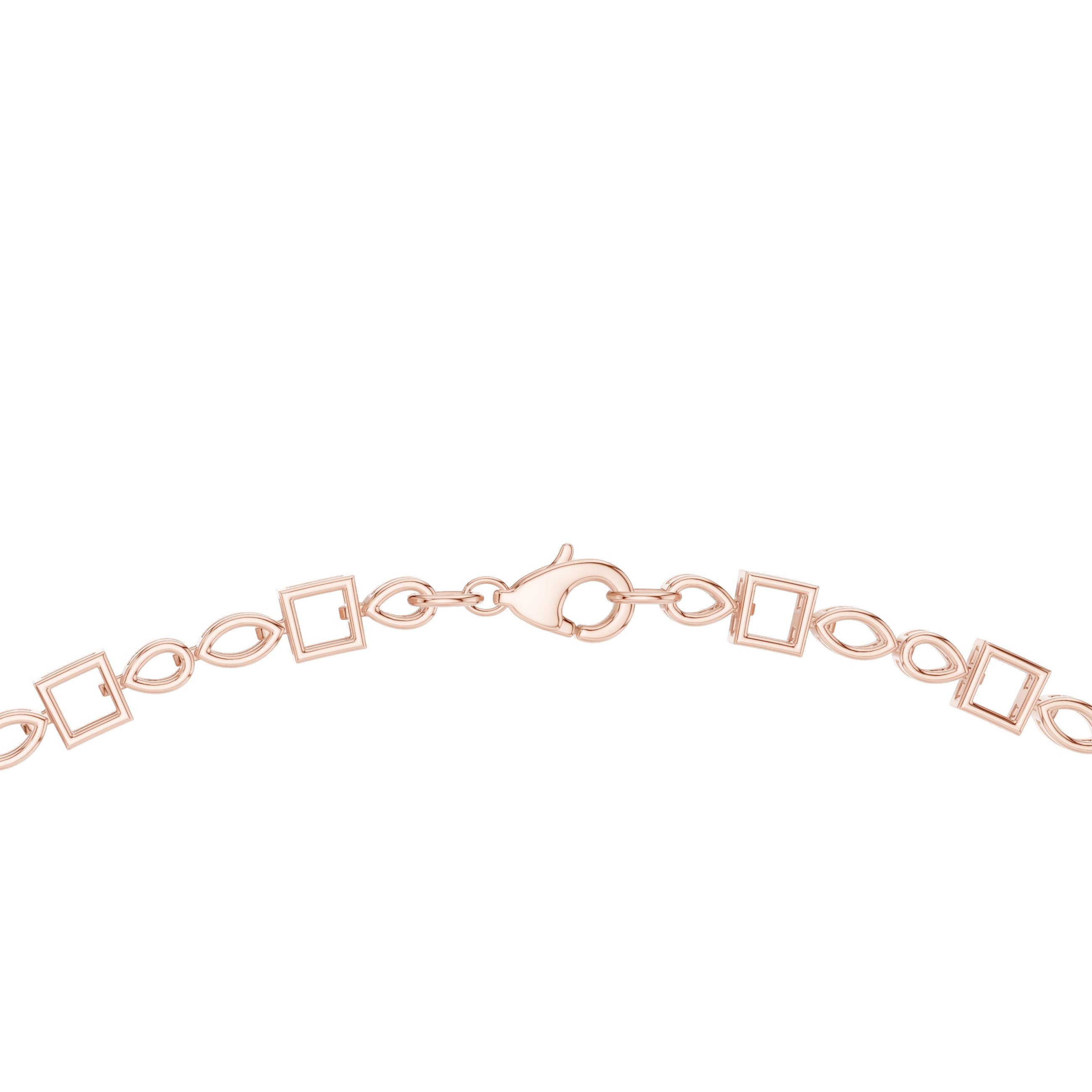 Marquise Chevron Tennis Diamond Necklace in Rose Gold - VYKA Diamonds