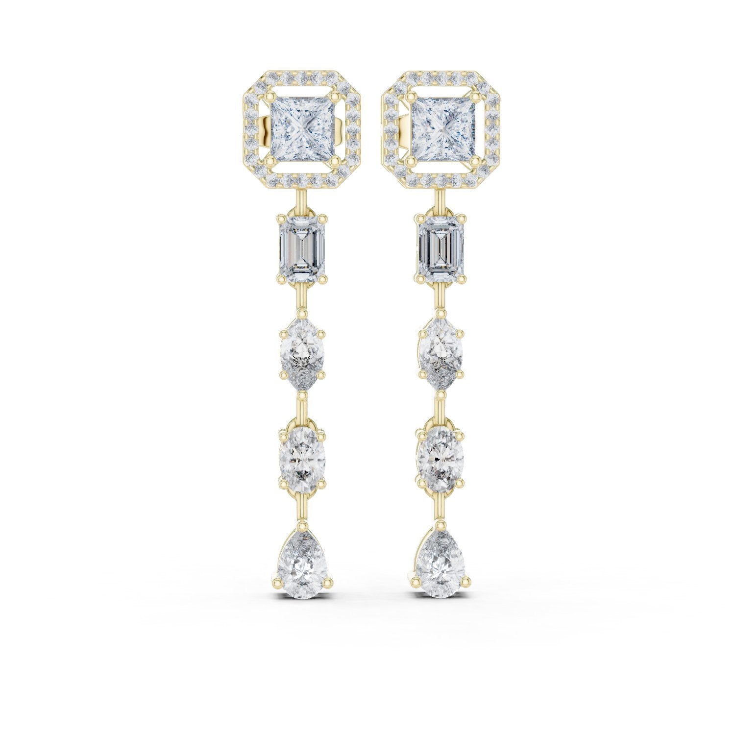حلقان أميرة متدلية مرصعة بألماس متعددة الطبقات in Yellow Gold - VYKA Diamonds