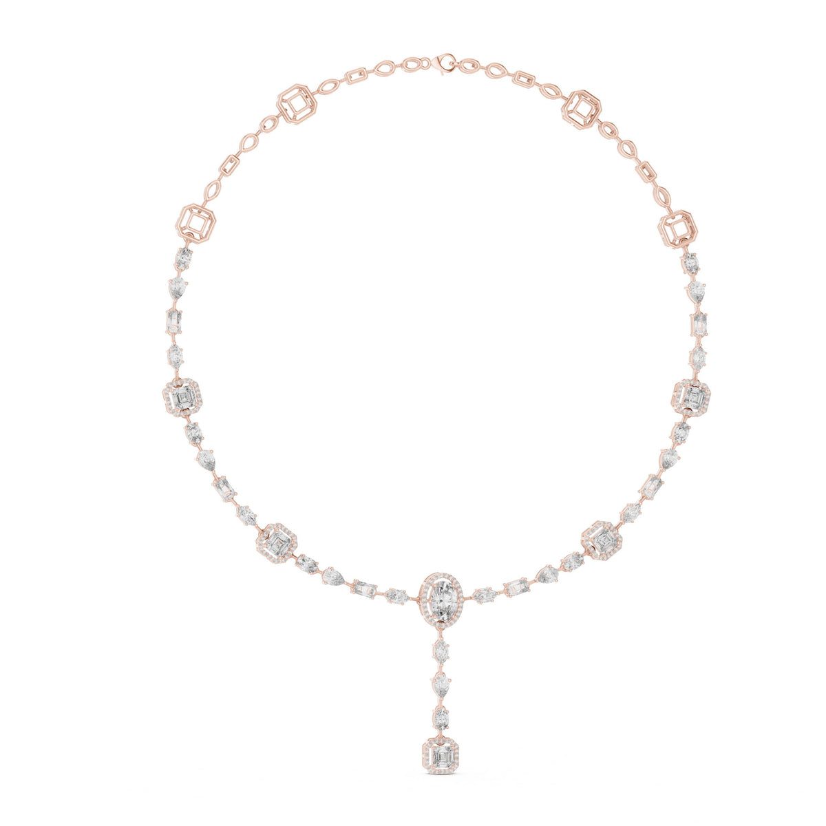 Princess Cluster Half-Collar Diamond Necklace