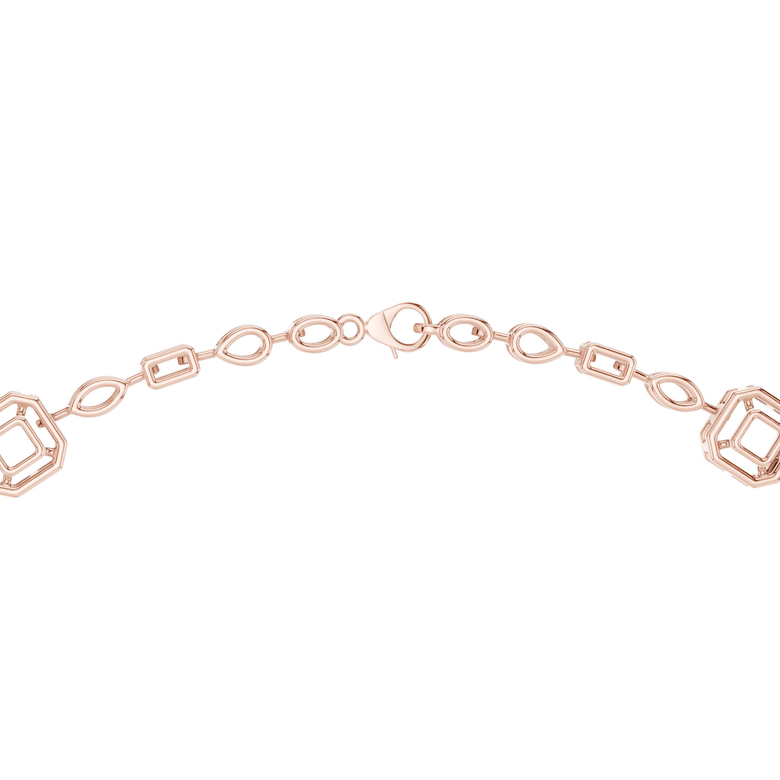 Princess Cluster Half-Collar Diamond Necklace in Rose Gold - VYKA Diamonds