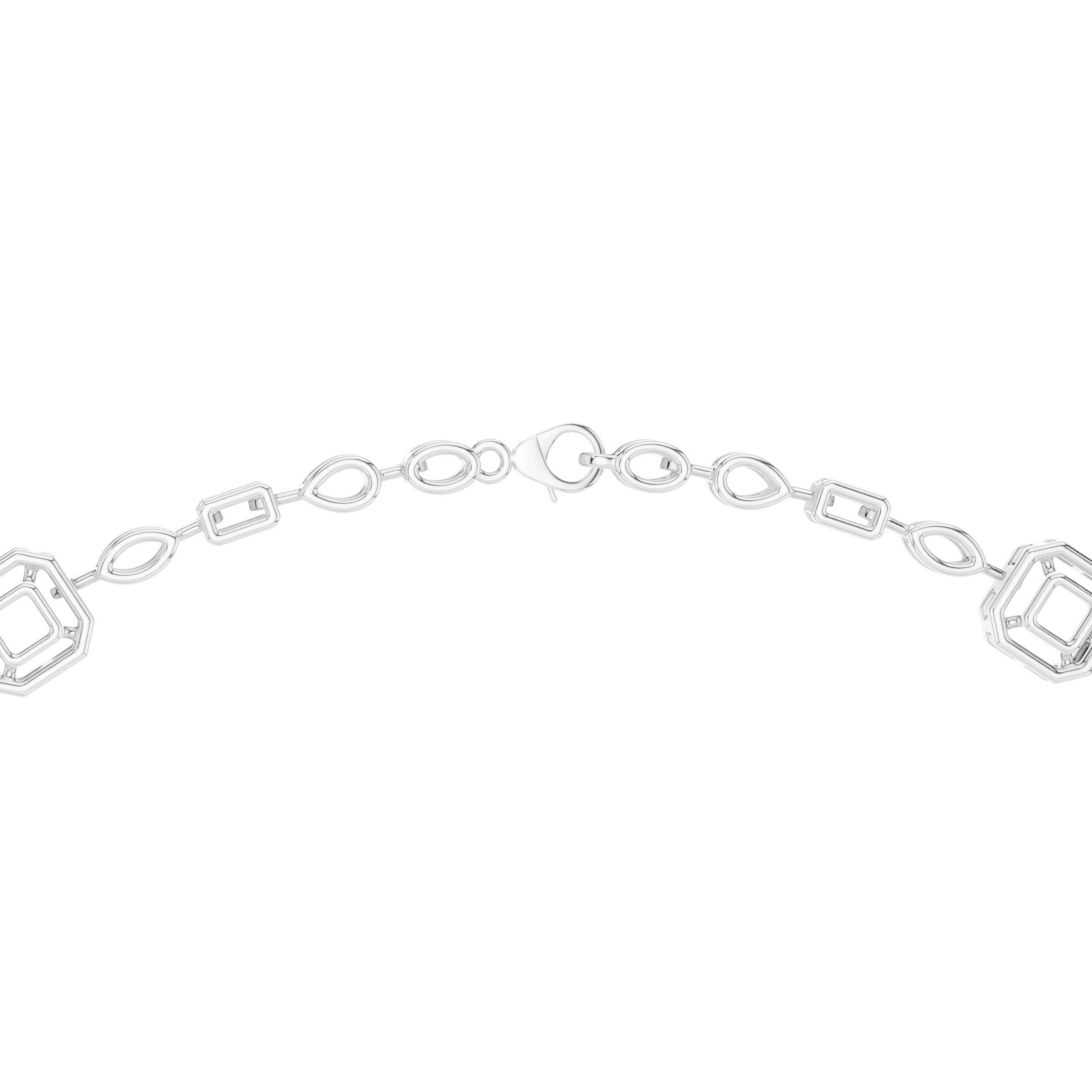 Princess Cluster Half-Collar Diamond Necklace in White Gold - VYKA Diamonds