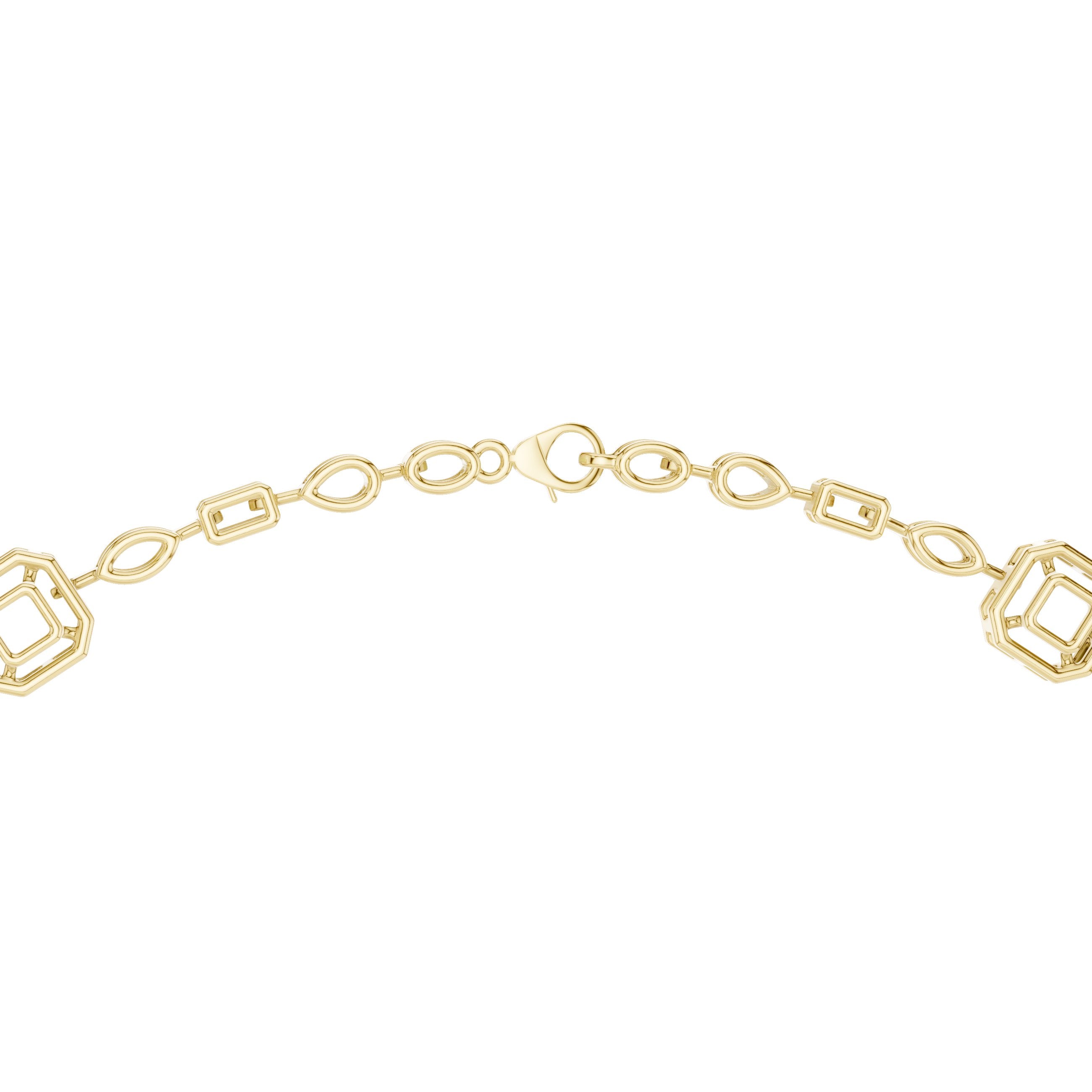Princess Cluster Half-Collar Diamond Necklace in Yellow Gold - VYKA Diamonds
