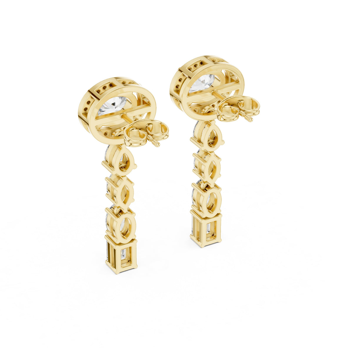 Oval Halo Cascade Drop Earrings