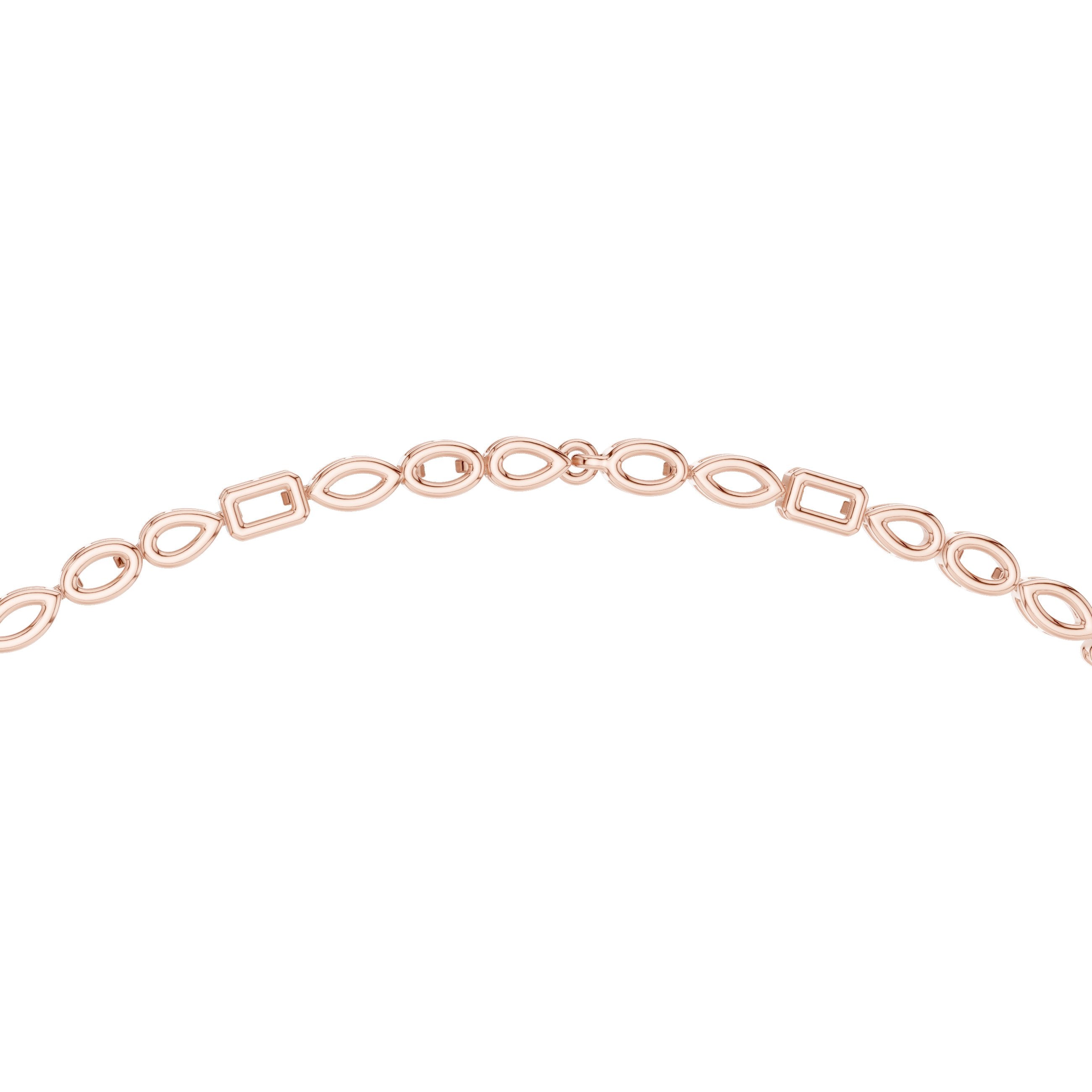 Mixed-Cut Oval Halo Lariat Necklace in Rose Gold - VYKA Diamonds