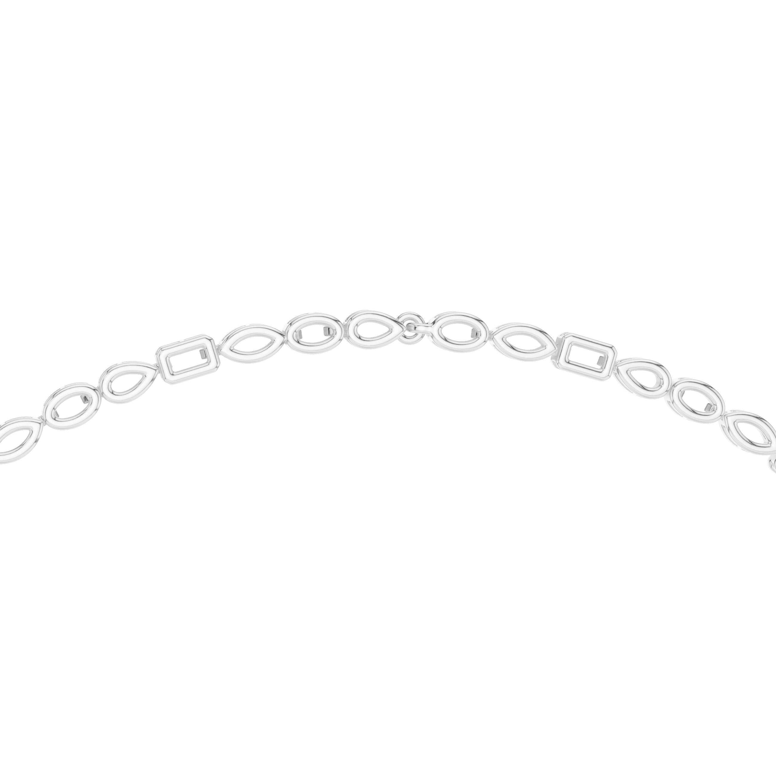 Mixed-Cut Oval Halo Lariat Necklace in White Gold - VYKA Diamonds