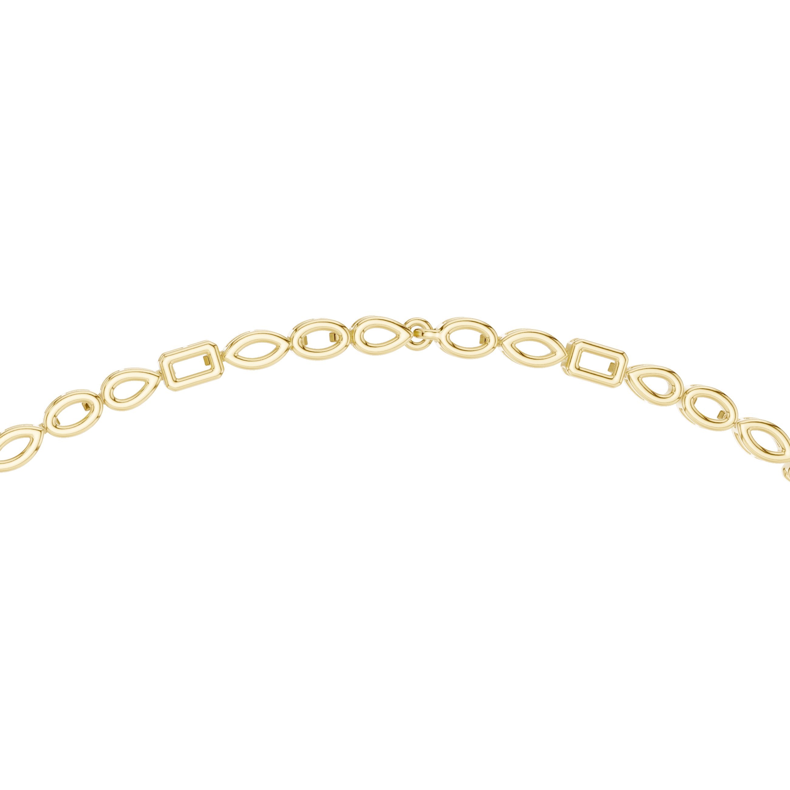 Mixed-Cut Oval Halo Lariat Necklace in Yellow Gold - VYKA Diamonds