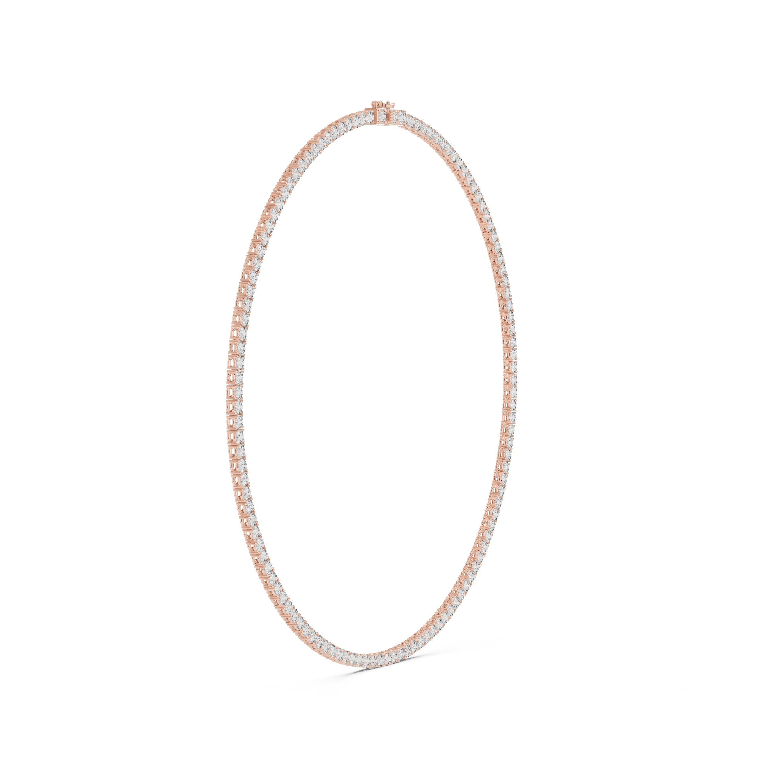Round Prong-Set Tennis Diamond Necklace in Rose Gold - VYKA Diamonds