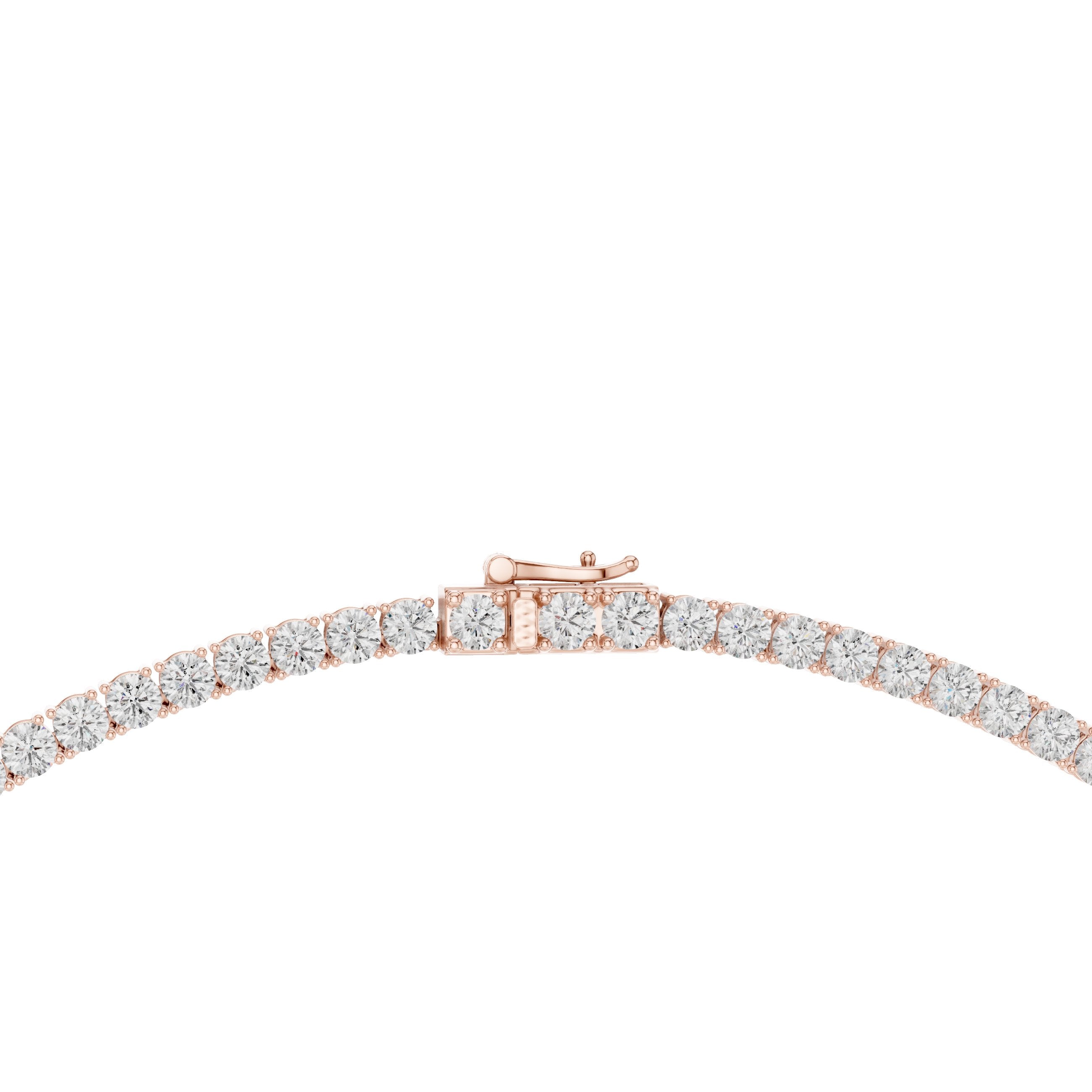 Round Prong-Set Tennis Diamond Necklace in Rose Gold - VYKA Diamonds