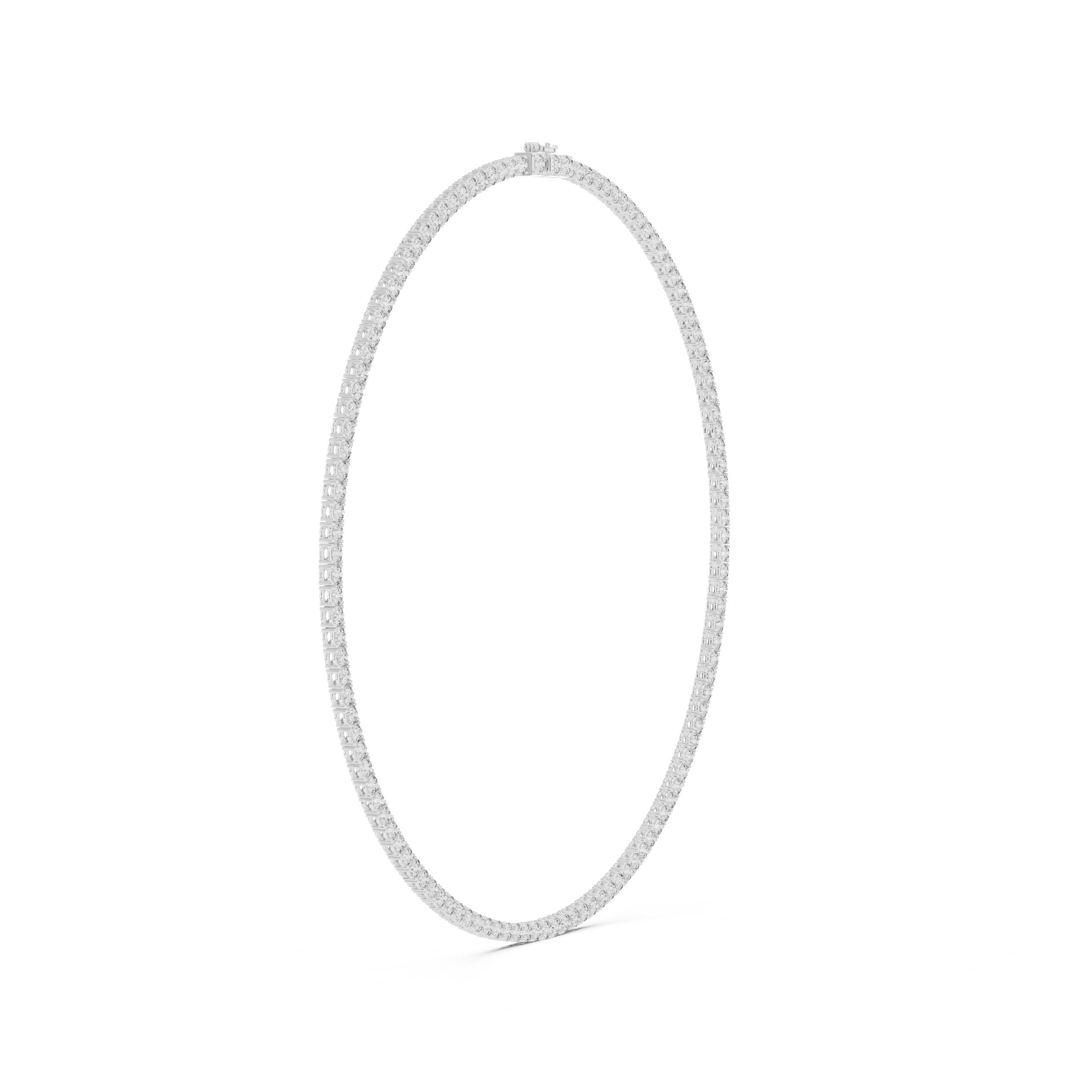 Round Prong-Set Tennis Diamond Necklace in White Gold - VYKA Diamonds