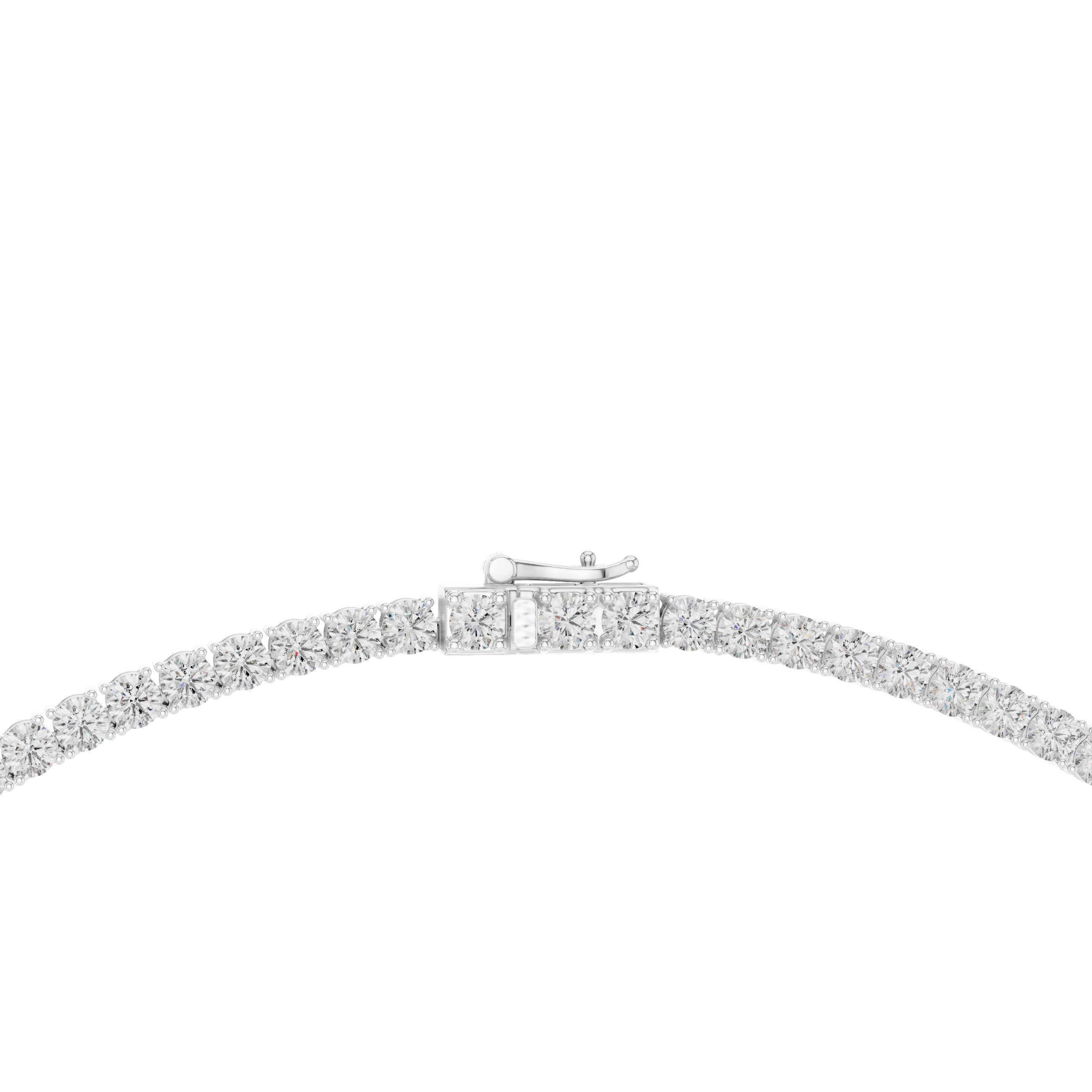 Round Prong-Set Tennis Diamond Necklace in White Gold - VYKA Diamonds